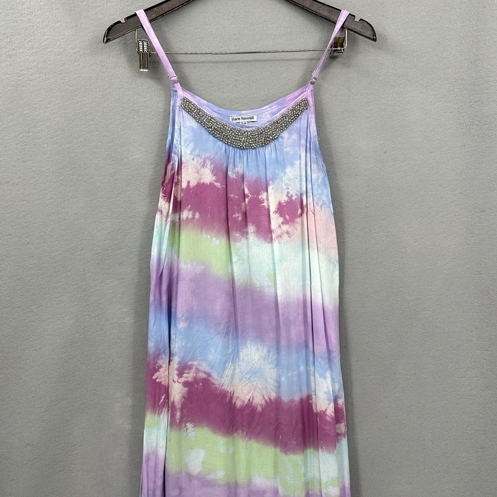 Vintage Tiare Hawaii Dress Womens S/M Tie Dye Beaded Boho Beach Cover up Summer Purple Size M / US 6-8 / IT 42-44 - 2 Thumbnail