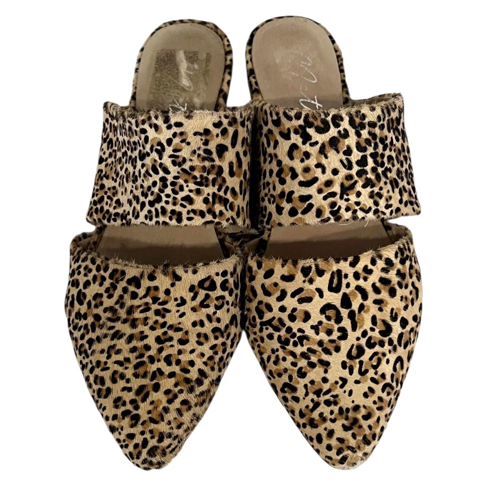 Matisse Matisse Flats Mules Animal Print Fur Dyed Cow Leather Slides Pointed Toe 8.5 Tan Women Slip On Flat Size US 9 / IT 39 - 2 Thumbnail