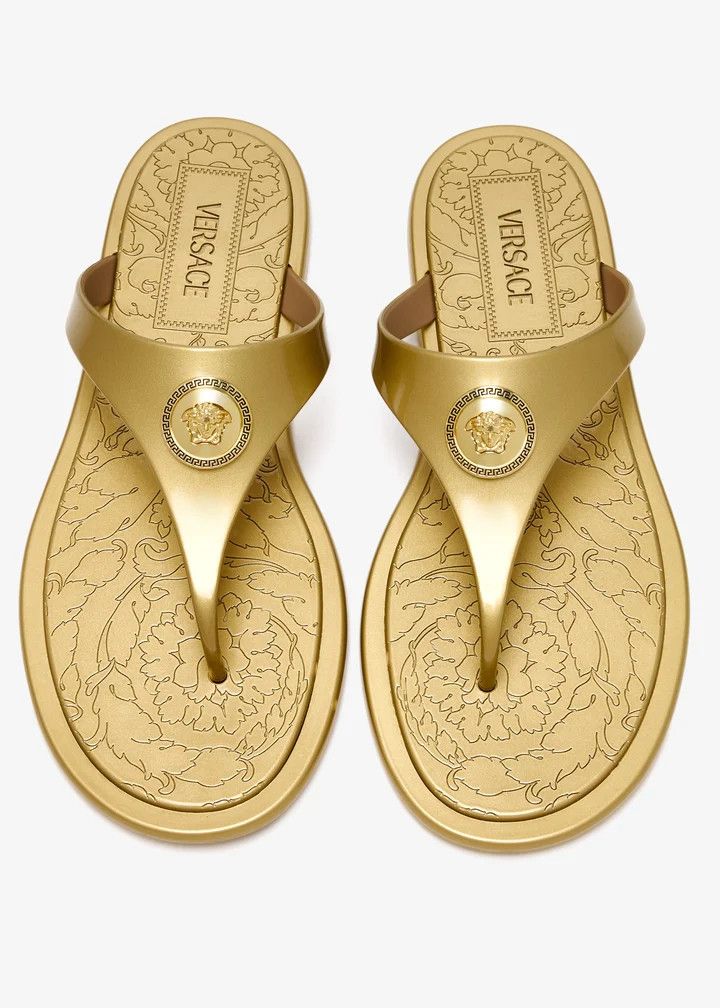 Versace os11x0326 Alia Flat Sandals in Gold Size US 7 / IT 37 - 5 Thumbnail