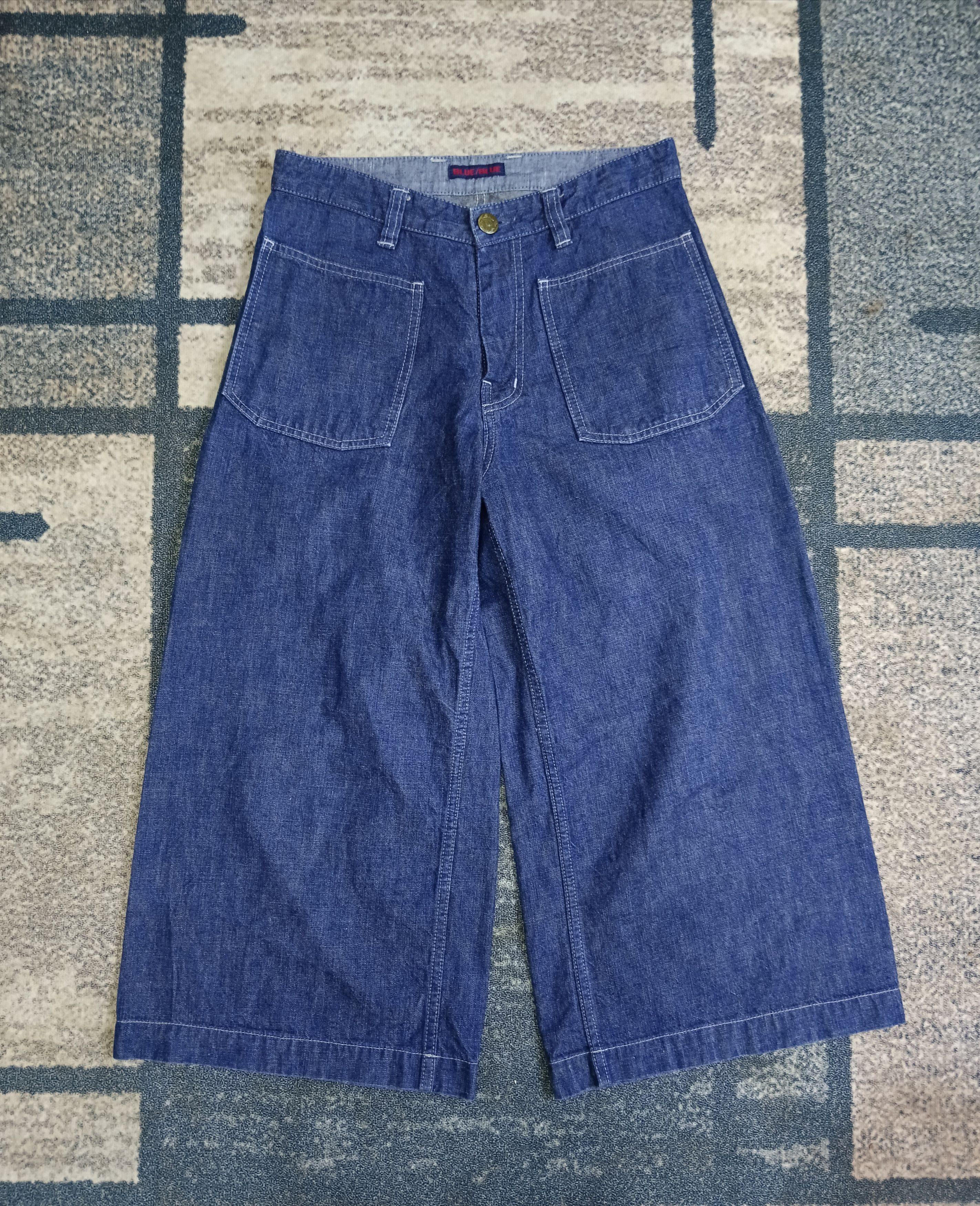 Blue Blue Japan BLUE BLUE BAGGY WIDE LEG CROPPED PANTS Size US 27 - 1 Thumbnail