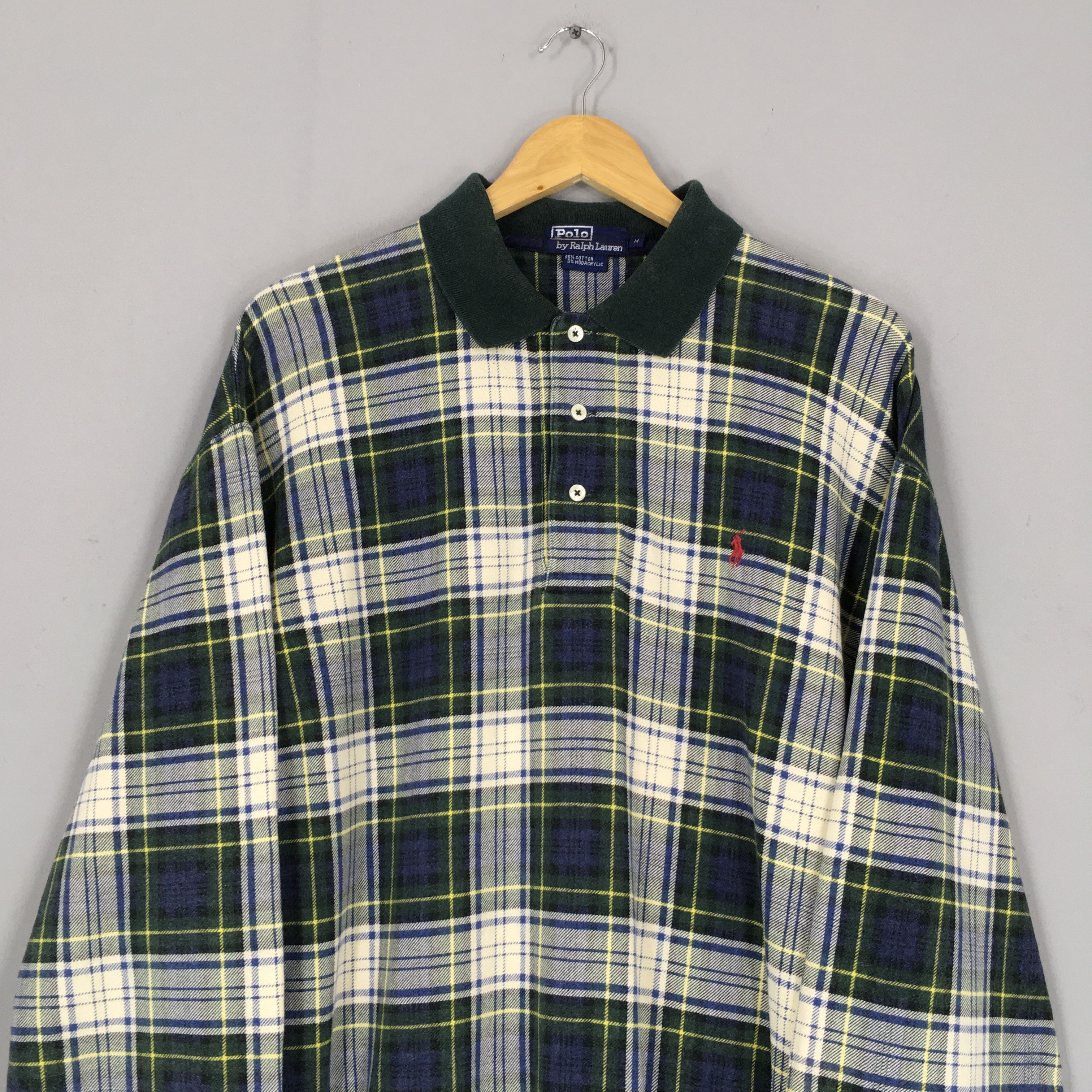 Polo Ralph Lauren × Ralph Lauren × Vintage Vintage 90s Polo Ralph Lauren Checkered Polo T Shirt Medium Size US M / EU 48-50 / 2 - 2 Thumbnail