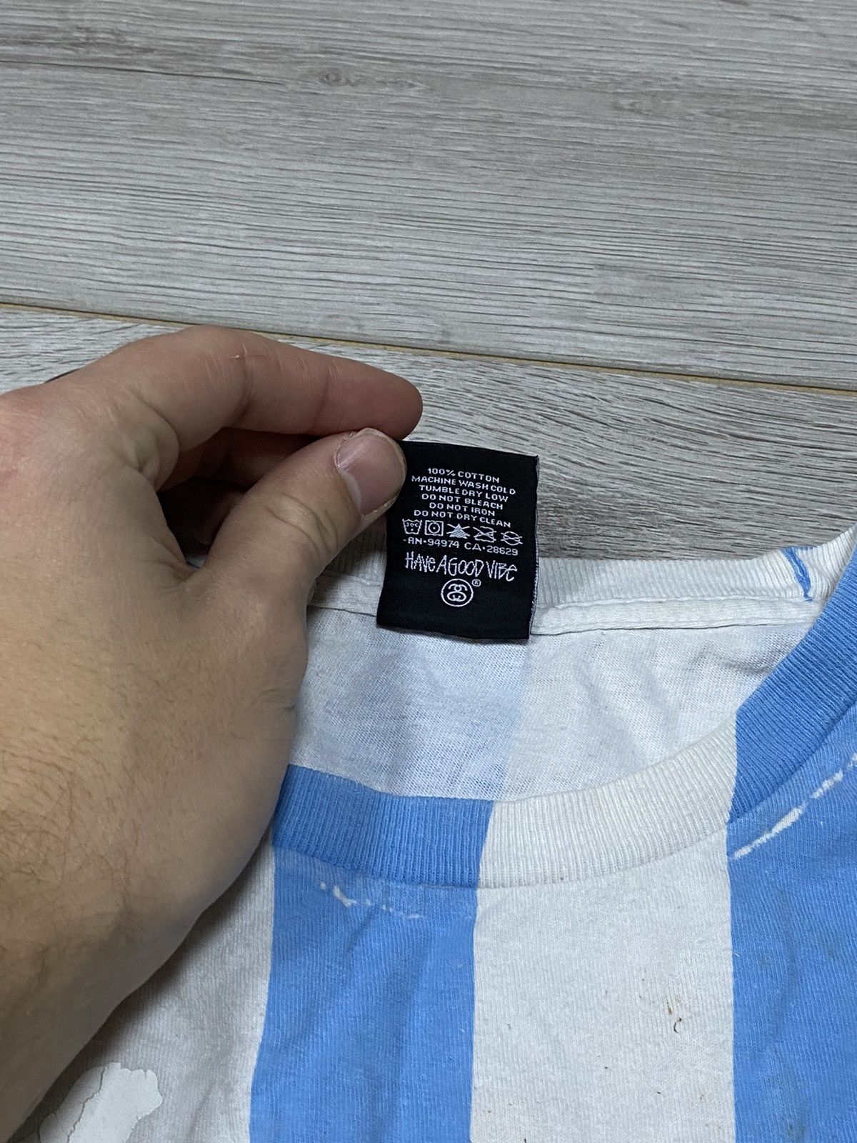 Stussy Stussy stripped RARE big logo vintage t-shirt Size US L / EU 52-54 / 3 - 5 Thumbnail
