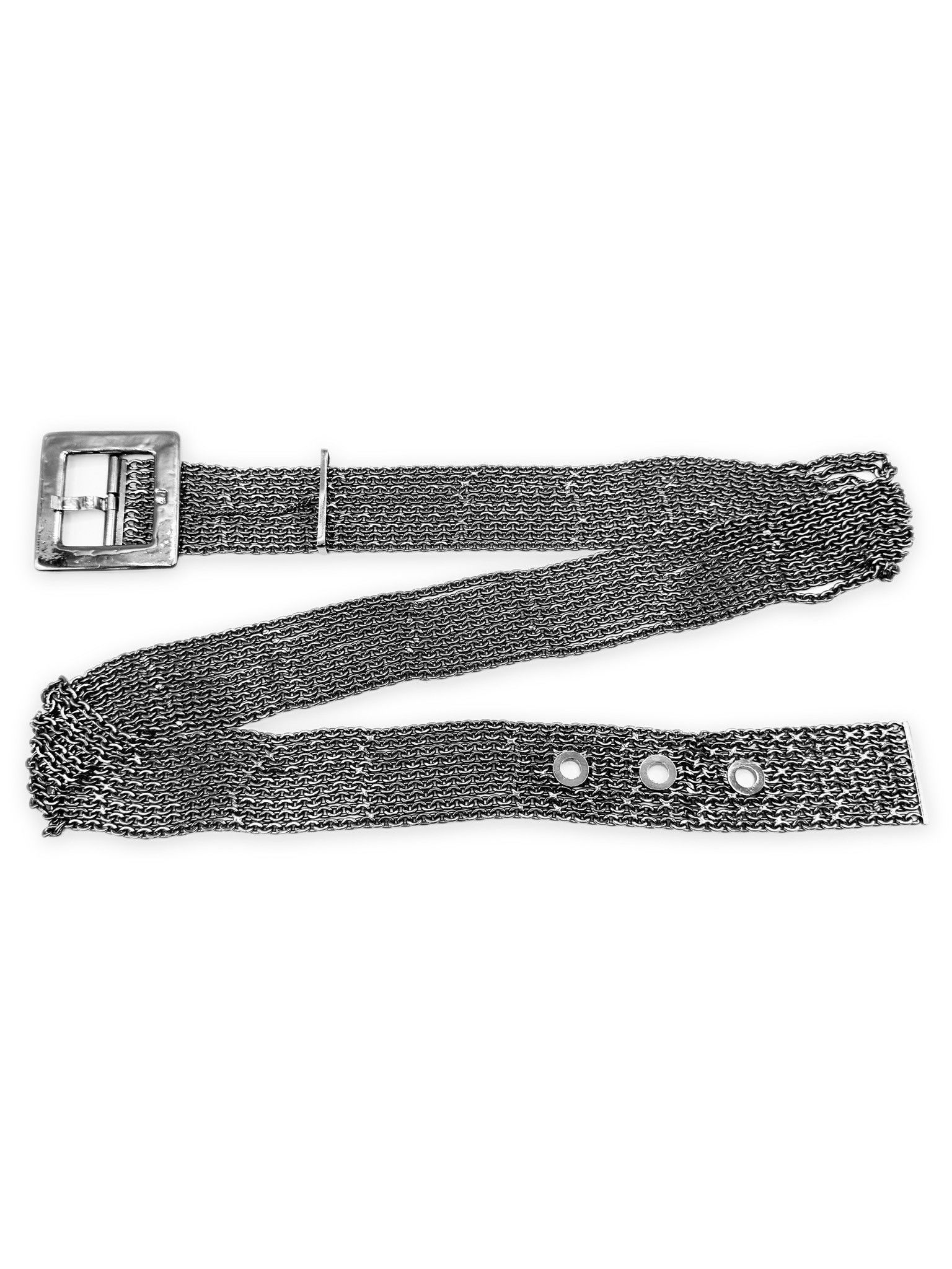 Chanel 2007 Chanel Chain Mail 9 Row Silver Square Buckle Belt Size 34 - 1 Thumbnail