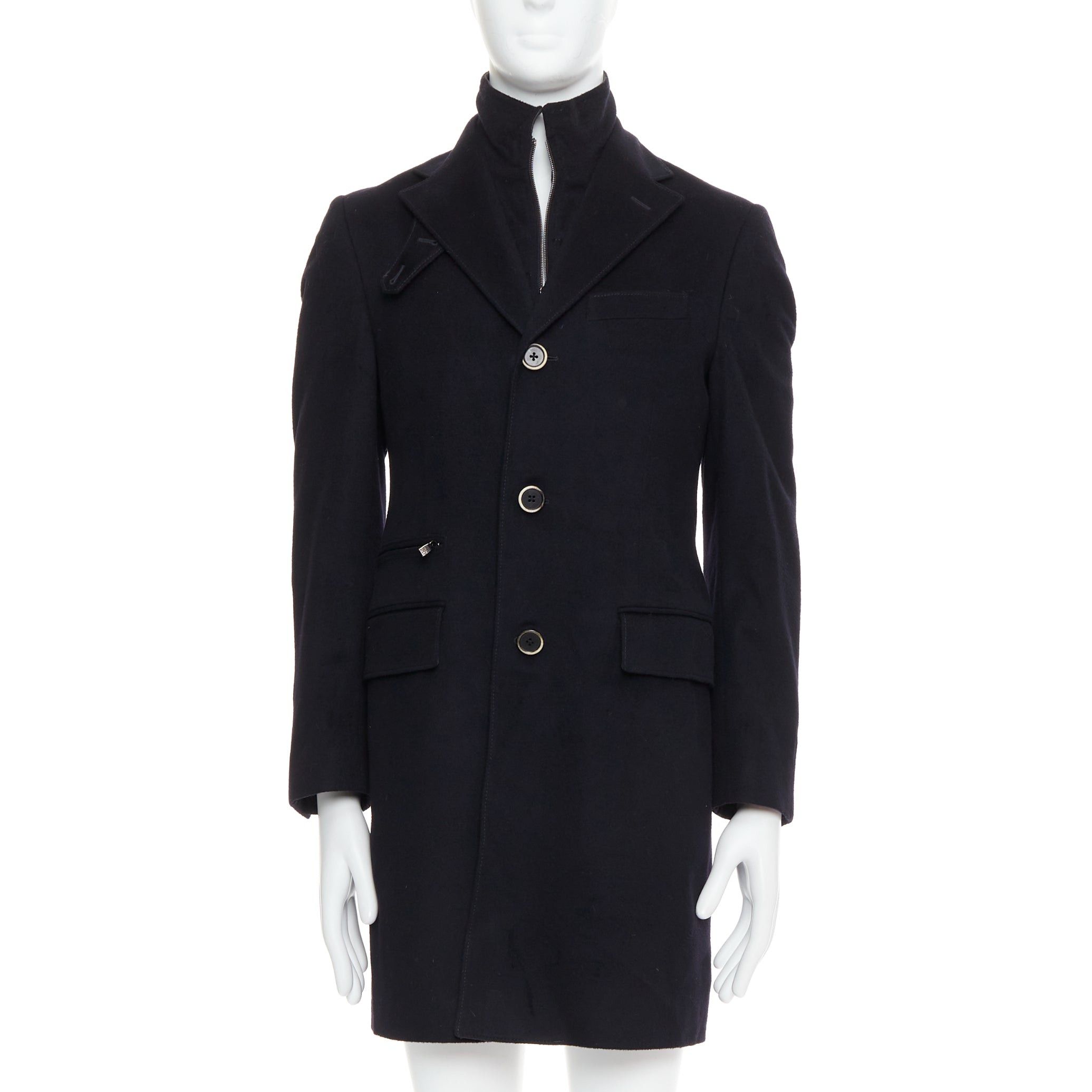 Corneliani CORNELIANI black extrafine virgin wool layered collar coat IT44 XS Size US XS / EU 42 / 0 - 1 Thumbnail