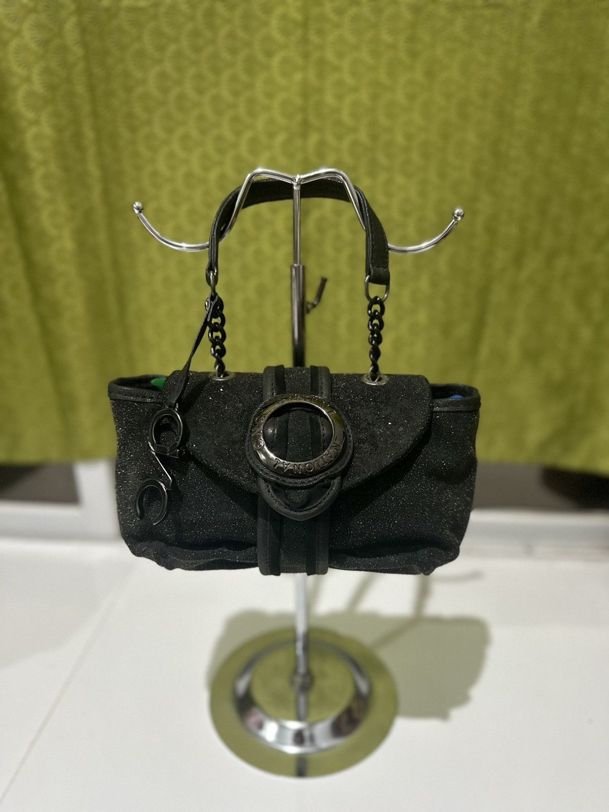 Costume National Costume National Black Glittery Leather Flap Bag Size ONE SIZE - 2 Thumbnail