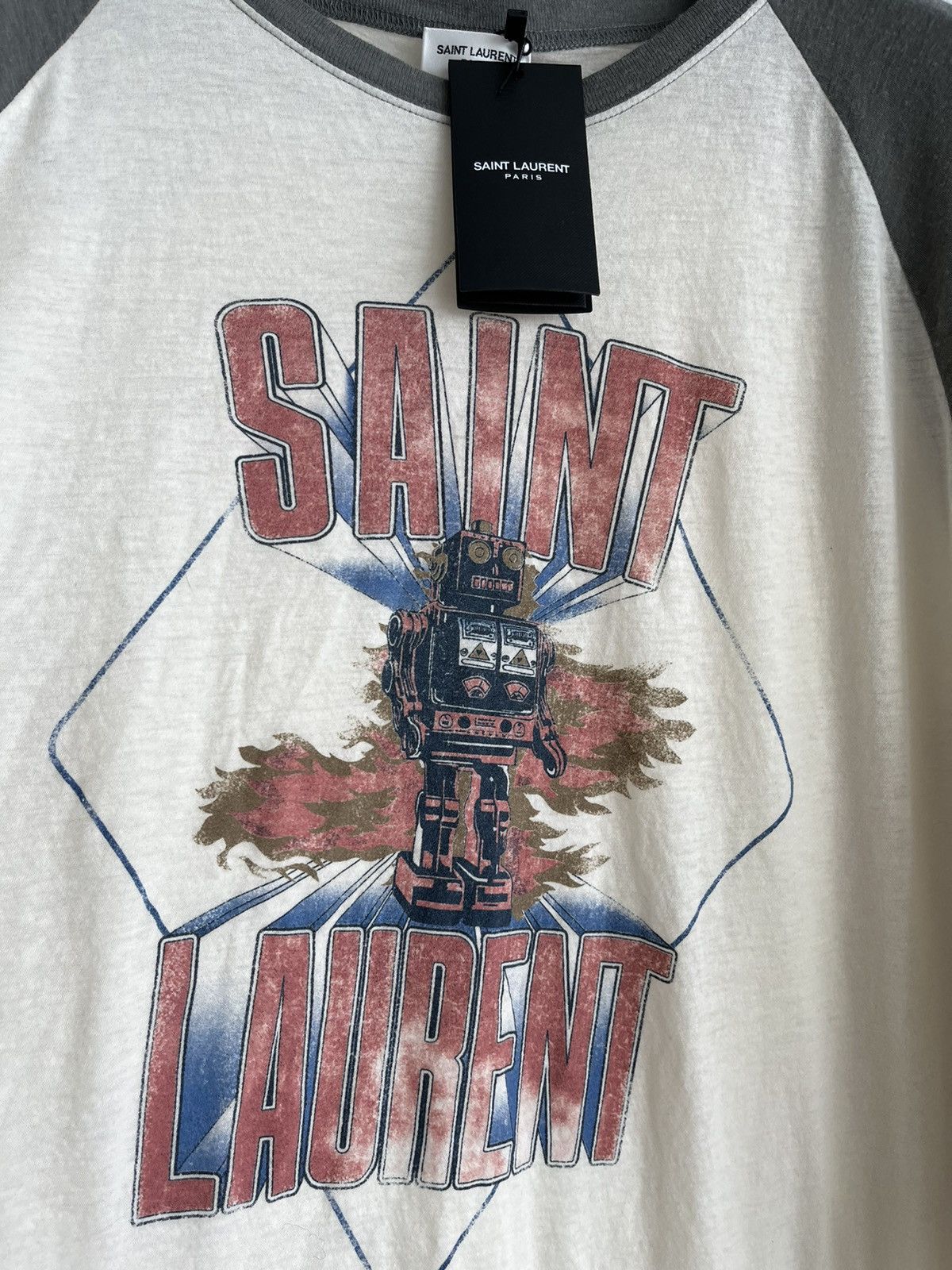 Saint Laurent Paris Brand New Super Runway Saint Laurent Logo 🤖 Robot Tee Shirt Size US L / EU 52-54 / 3 - 3 Thumbnail