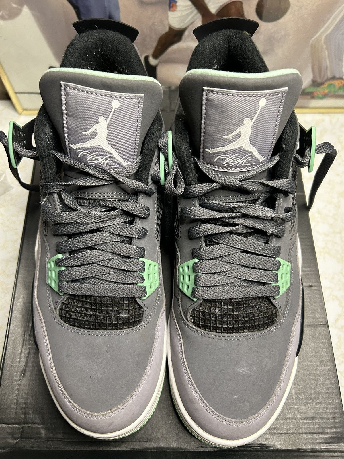 シューズ(男性用) NIKE AIR JORDAN 4 RETRO GREEN GLOW Size 9 - Jordan 4 Retro Green Glow | eBay