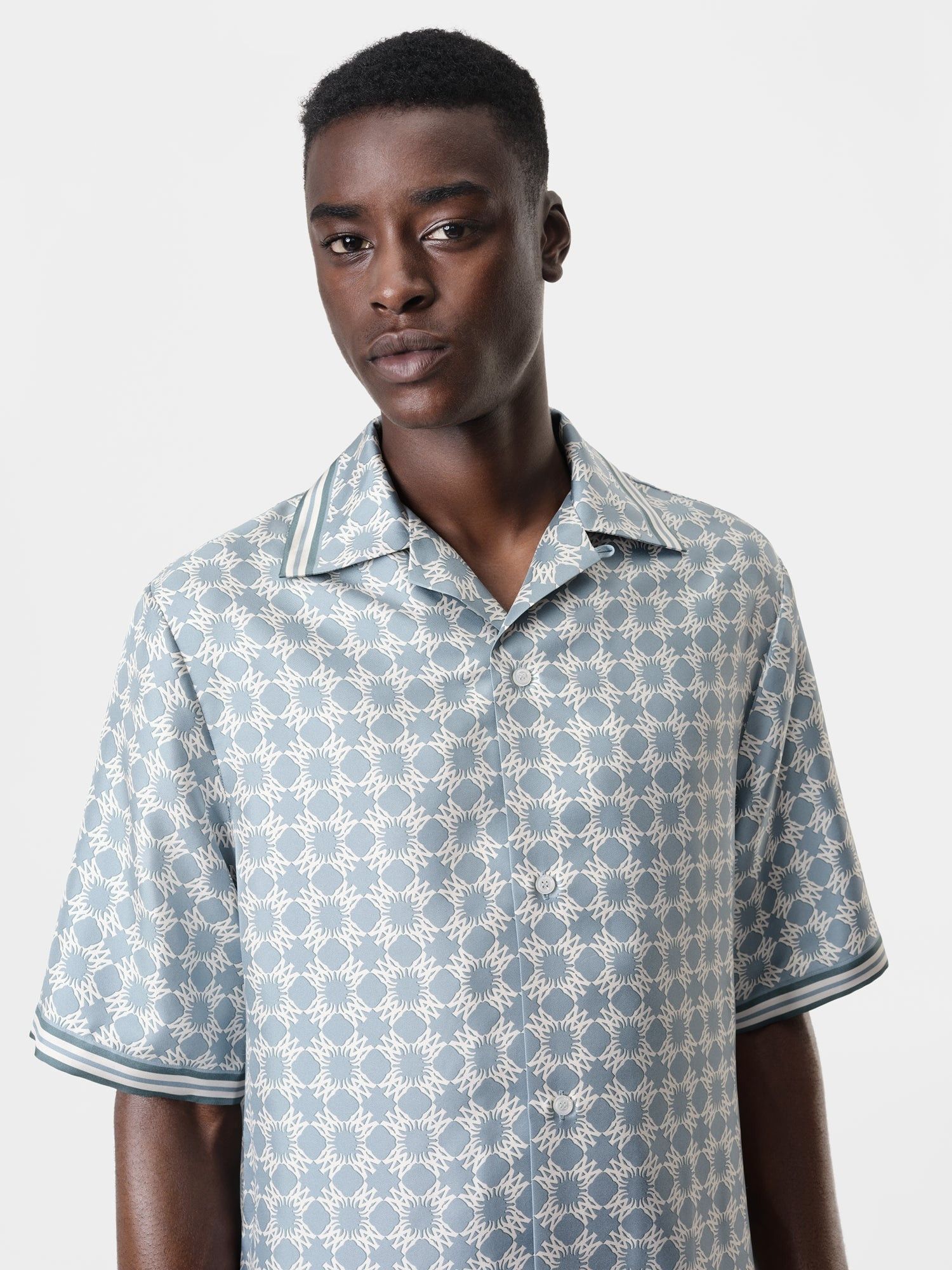 Amiri o1orln1025 MA Quad Bowling Shirt in Blue/White Size US XL / EU 56 / 4 - 5 Thumbnail