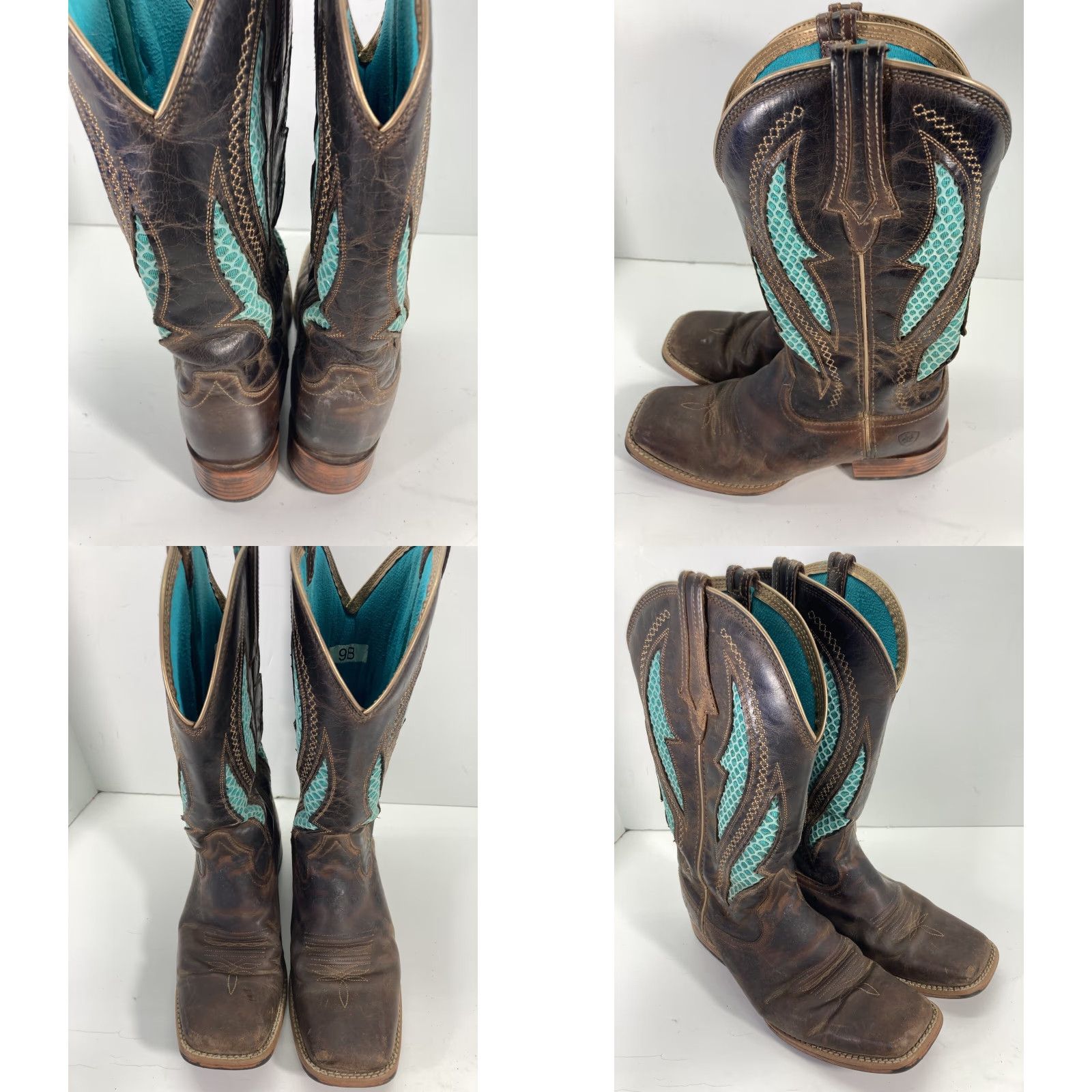 Ariat Ariat Venttek Ultra Boots Women Size 9 B Turquoise Brown 12 Inch Western Leather Square Toe Pull On Mens? Womens Size US 9 / IT 39 - 11 Thumbnail
