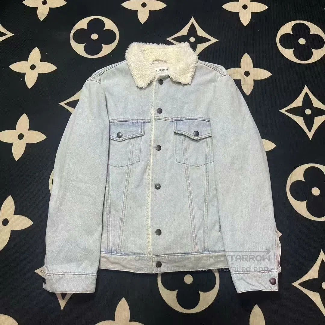 Balenciaga balenciaga blue denim jacket with logo. Size US M / EU 48-50 / 2 - 1 Thumbnail