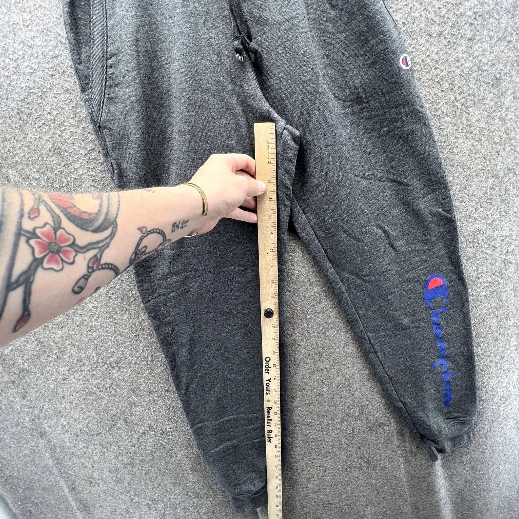 Champion Champion Sweatpants Mens Small Gray Fleece Jogger Pants Logo Athletic Lounge Size US 29 - 4 Thumbnail