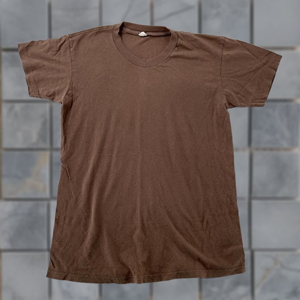 Vintage VINTAGE Brown V-Neck Shirt Mens XS 100% Combed Cotton Tee T-Shirt Blank Size US XS / EU 42 / 0 - 1 Thumbnail