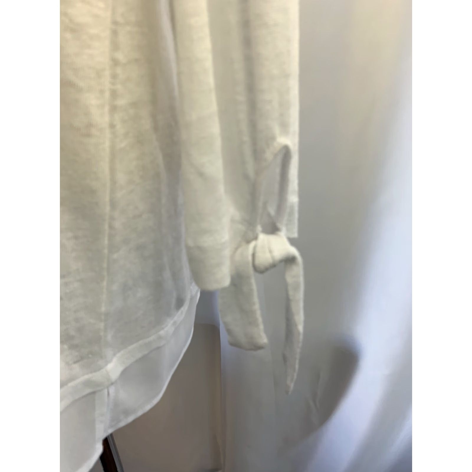 Sanctuary Sanctuary XL Women's Top White Linen V-Neck Sheer Long Sleeve New Tie Sleeve Size XL / US 12-14 / IT 48-50 - 5 Thumbnail