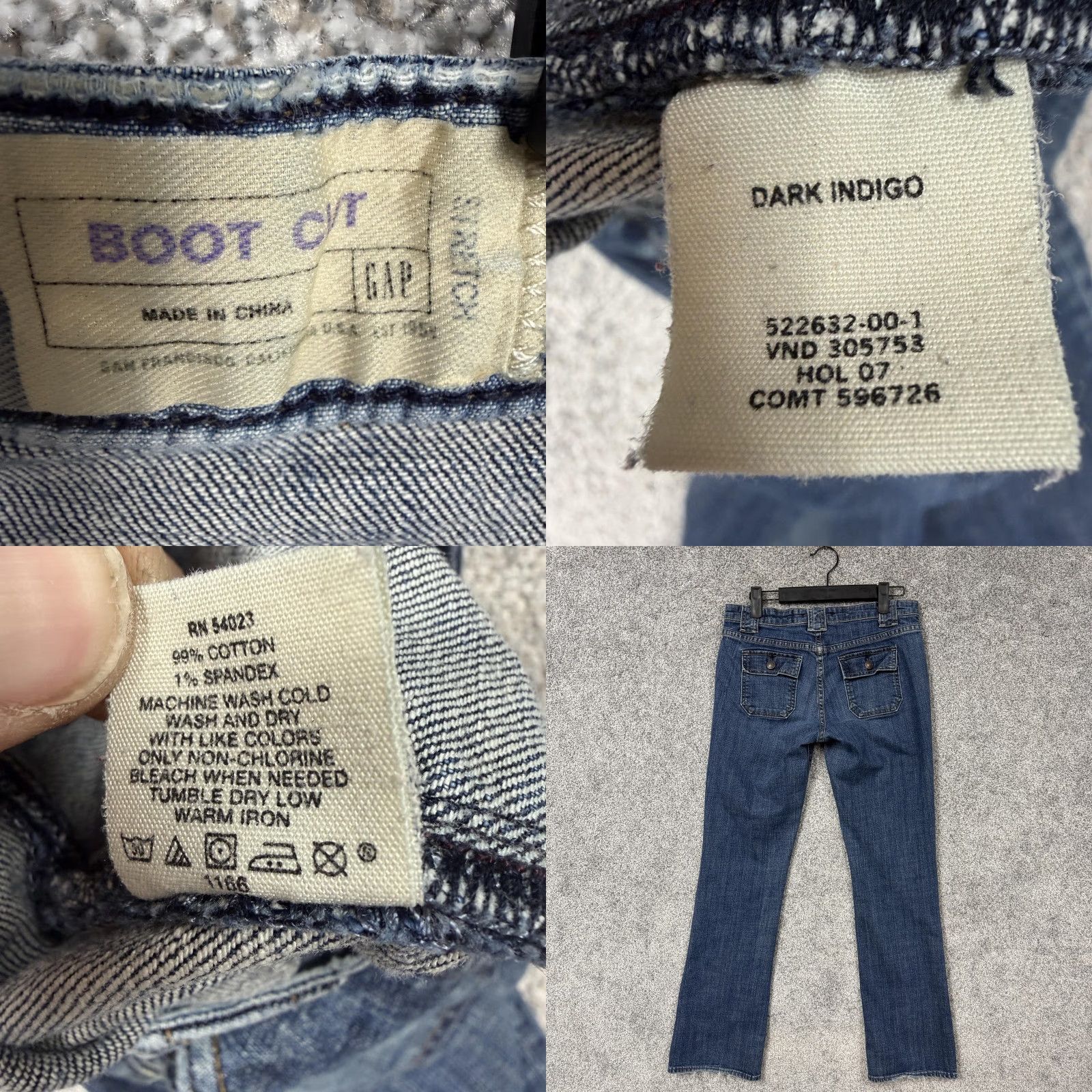 Gap Gap Jeans Womens Bootcut Denim 4 30x29.5 Blue Dark Indigo Stretch Pockets 5-Pocket Low Rise Regular Inseam 29.5 Vintage No (YG) Size 27" / US 4 / IT 40 - 8 Thumbnail