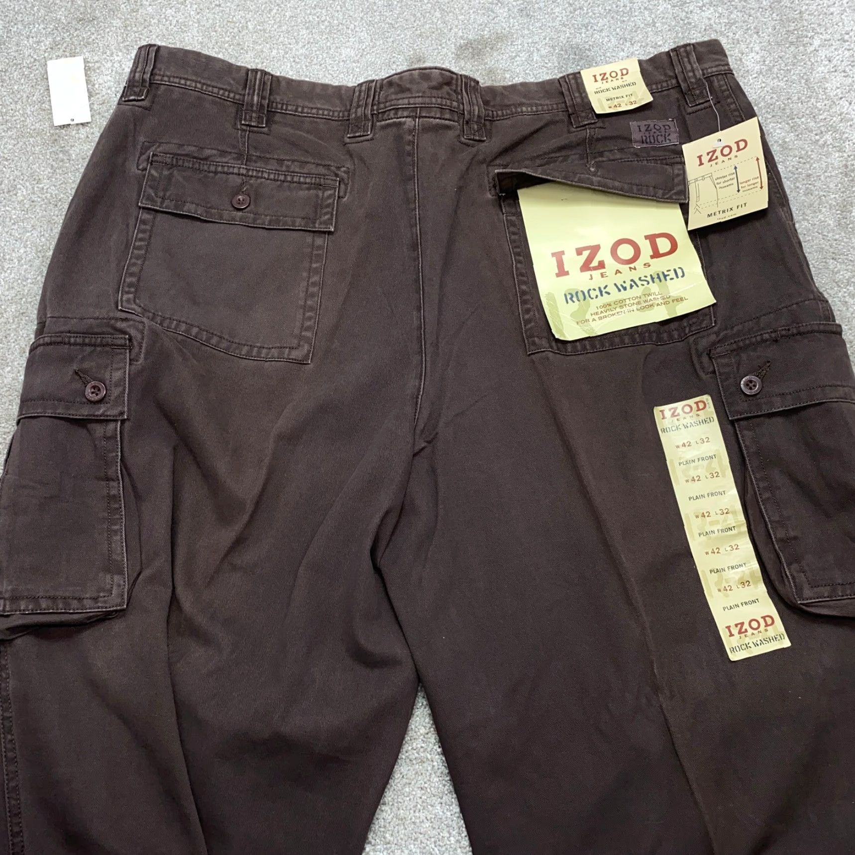 Izod NWT Izod Cargo Pants Mens 42x27 Brown Rock Washed Metrix Fit Pockets Cargo Straight Mens 42 Brown Izod Rock Washed Metrix Fit Casual Pants Size US 42 / EU 58 - 5 Thumbnail