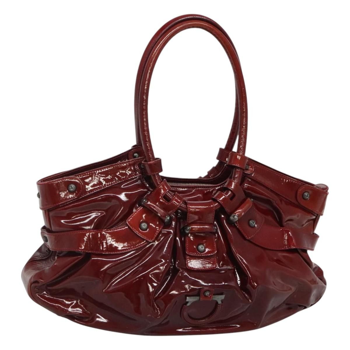 Salvatore Ferragamo Shoulder Bag Enamel Red Auth Bs24562, Women's
