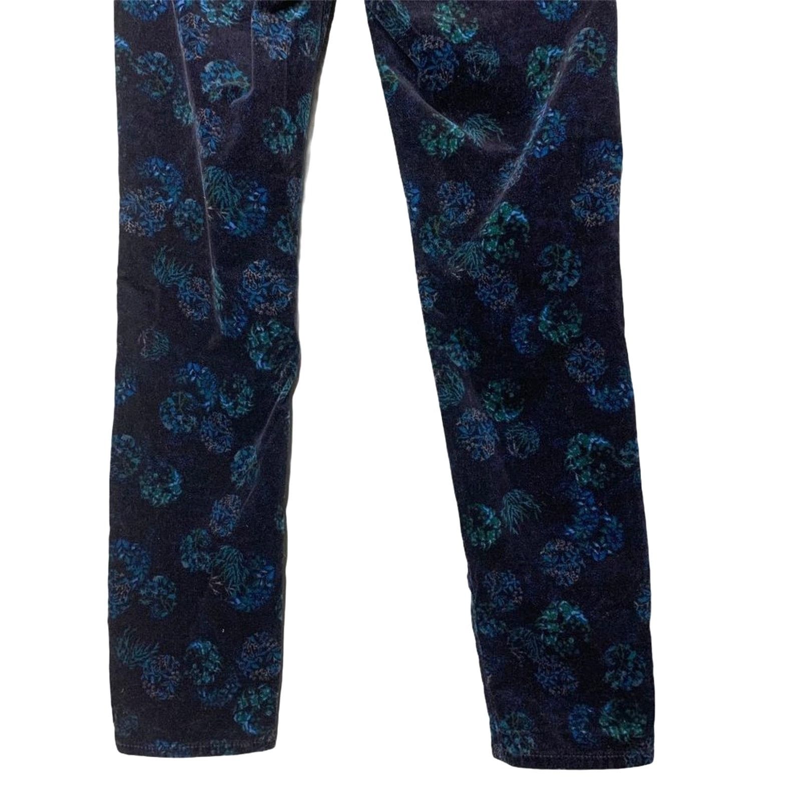 Anthropologie Anthro Pilcro Letterprs Script 25 P Navy Floral Velvet Pants Size 25" / US 0 / IT 36 - 6 Thumbnail