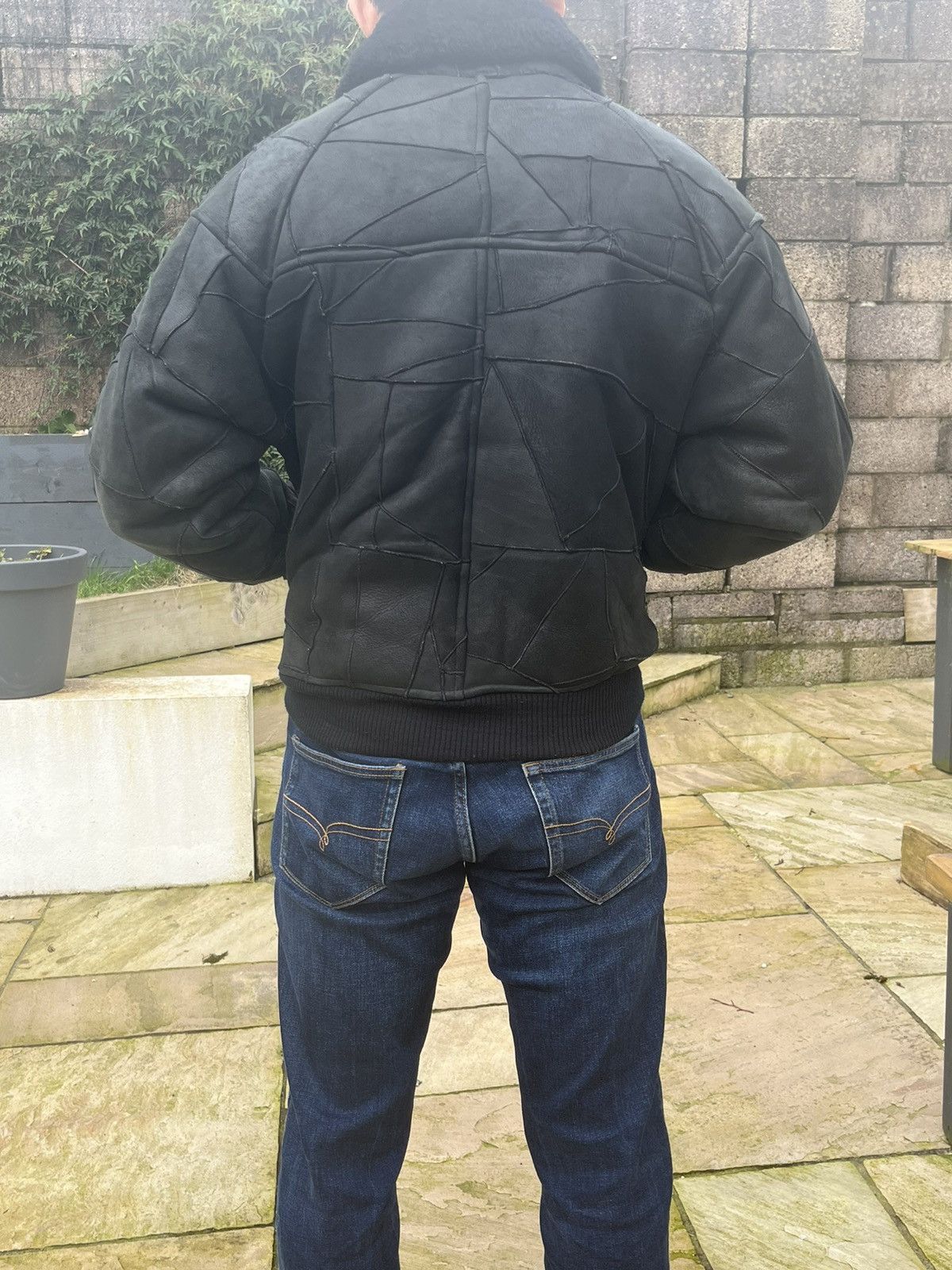 Japanese Brand 1990s patchwork shearling bomber/aviator leather jacket Size US M / EU 48-50 / 2 - 9 Thumbnail