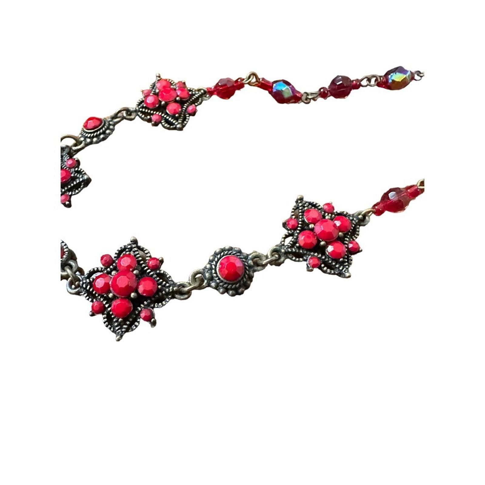 Designer Stunning Vintage Red Crystal Necklace Size ONE SIZE - 5 Thumbnail