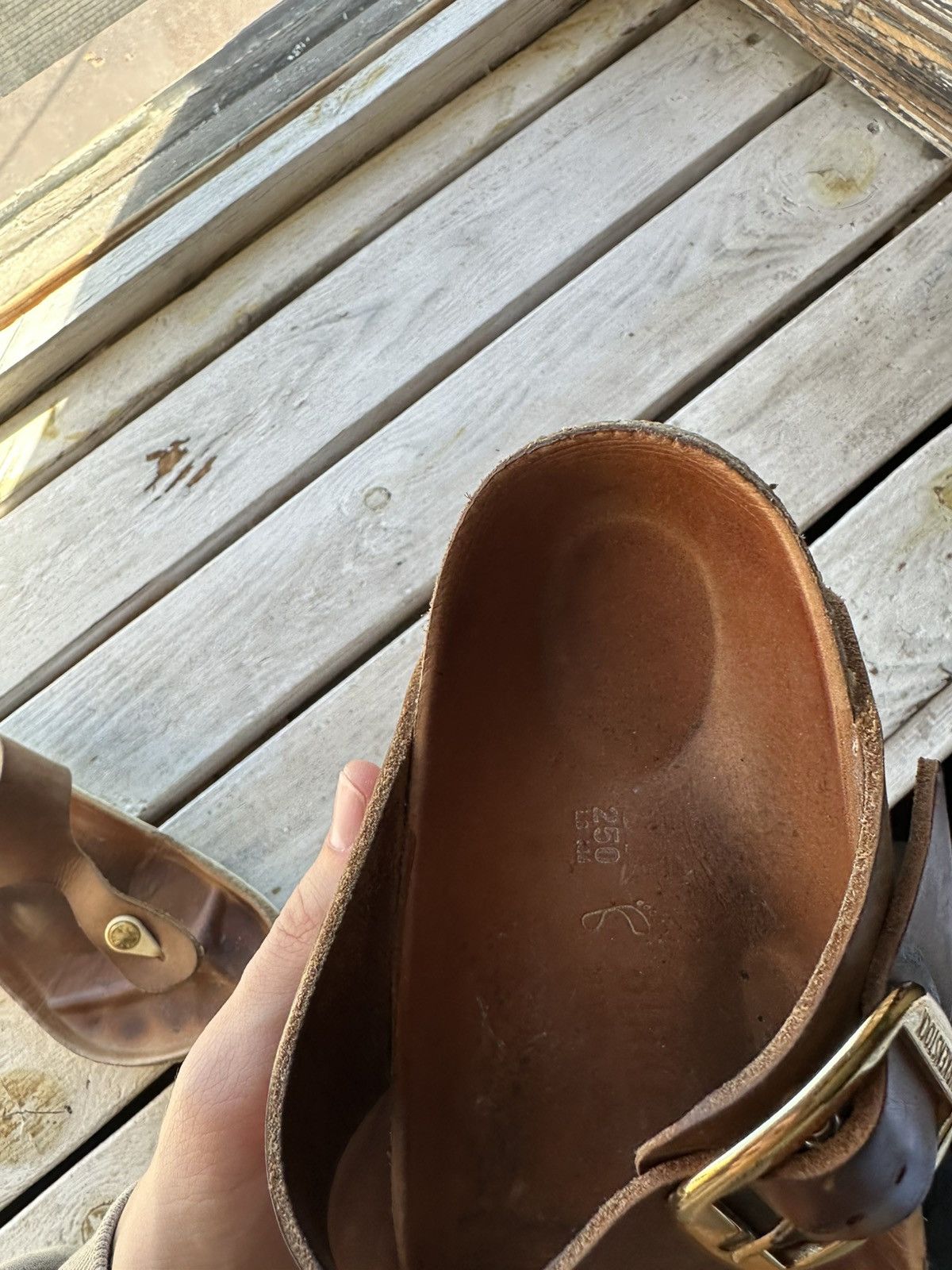 Birkenstock 🚨 VNTG Birkenstock 39 brown unisex Luxe Sandals rare slides Size US 9 / IT 39 - 14 Thumbnail
