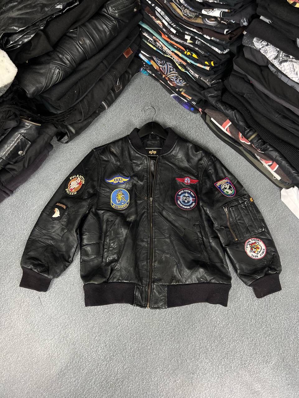 Vintage Alpha Industries Grunge Vibe Leather Bomber Jacket