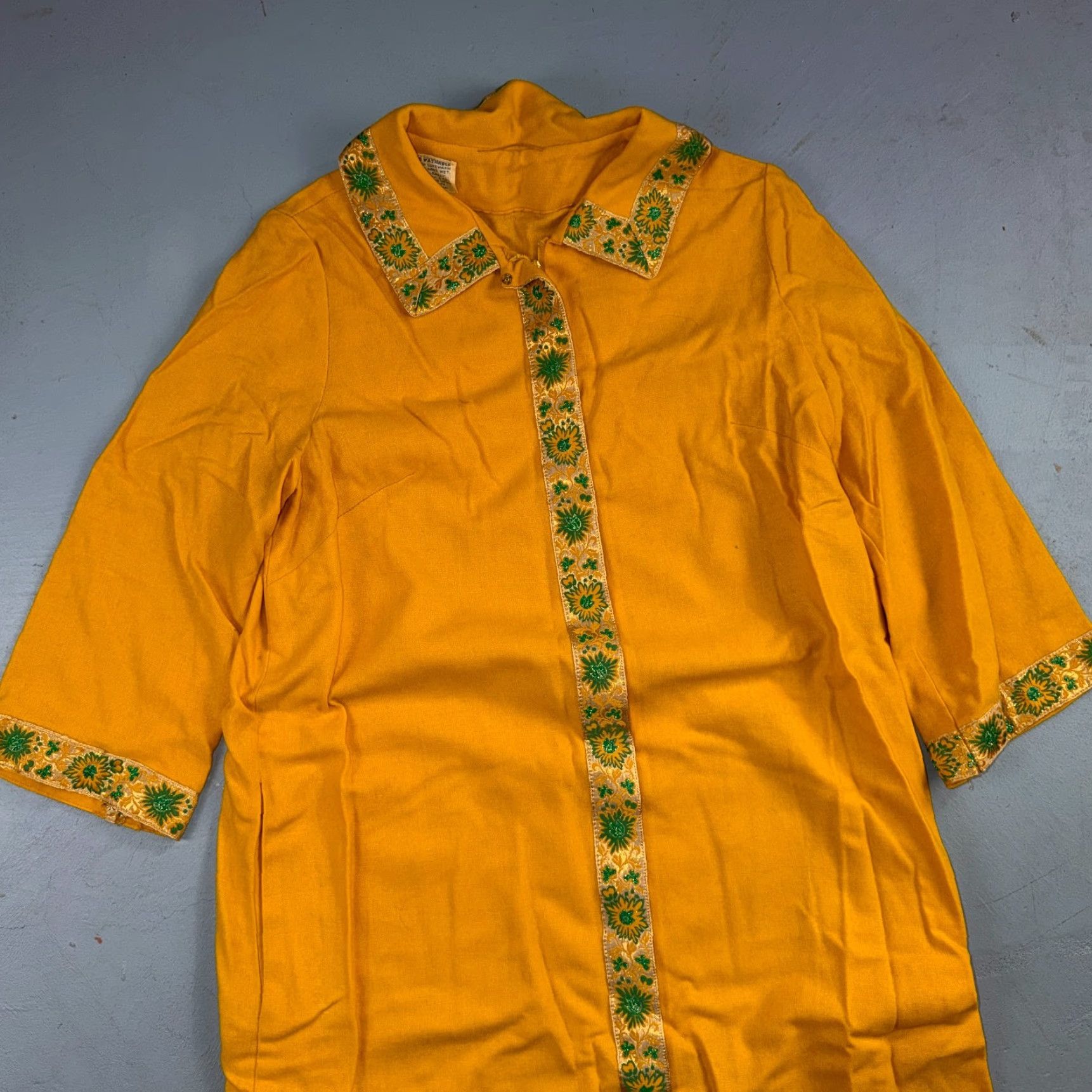 Vintage VINTAGE 1950s 60s Yellow Long Dress Rockabilly Boho Belted Summer Movie Casual Size S / US 4 / IT 40 - 2 Thumbnail