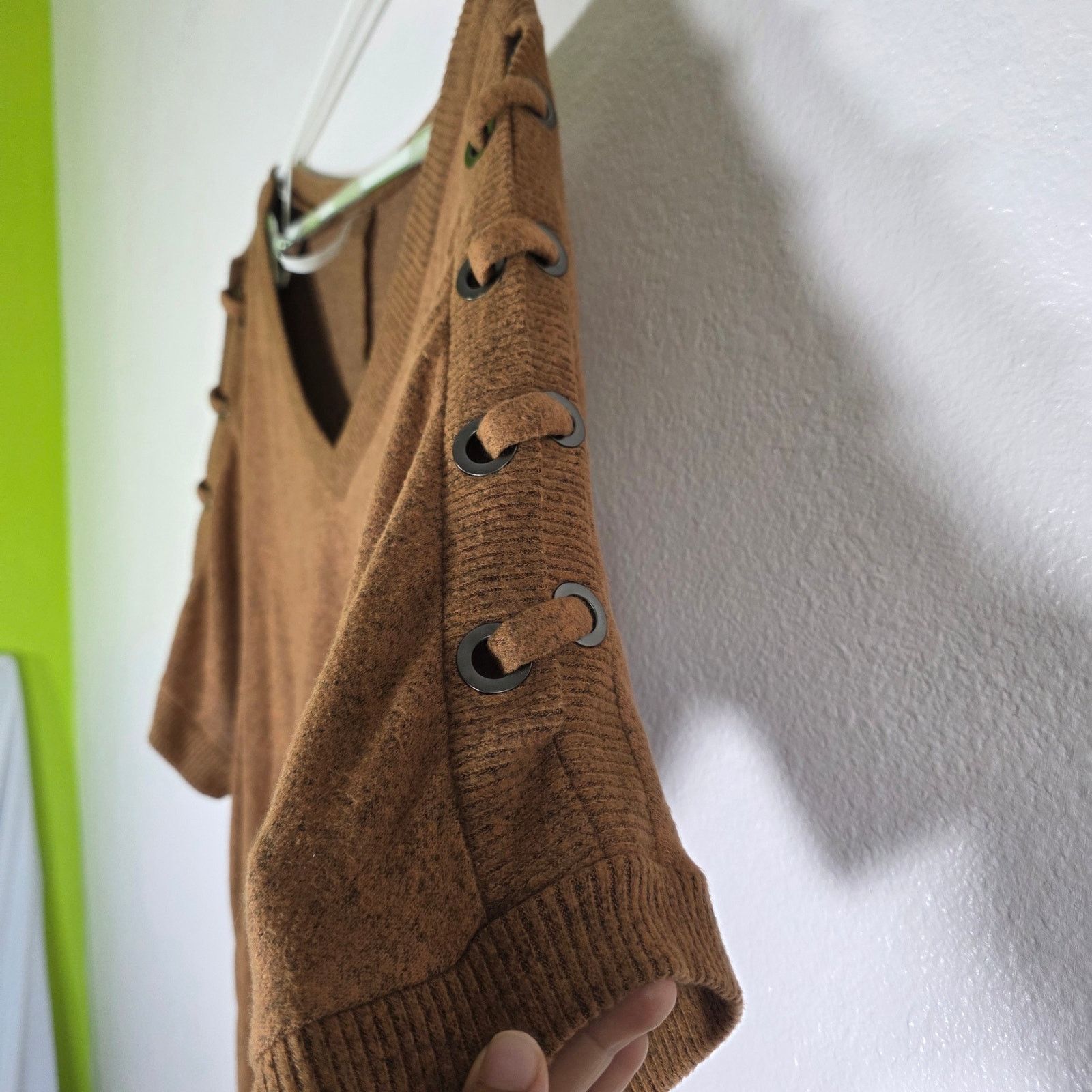 Other Per Seption Concept Women’s XL Brown Lace Up Sleeve Sweater Size XL / US 12-14 / IT 48-50 - 3 Thumbnail
