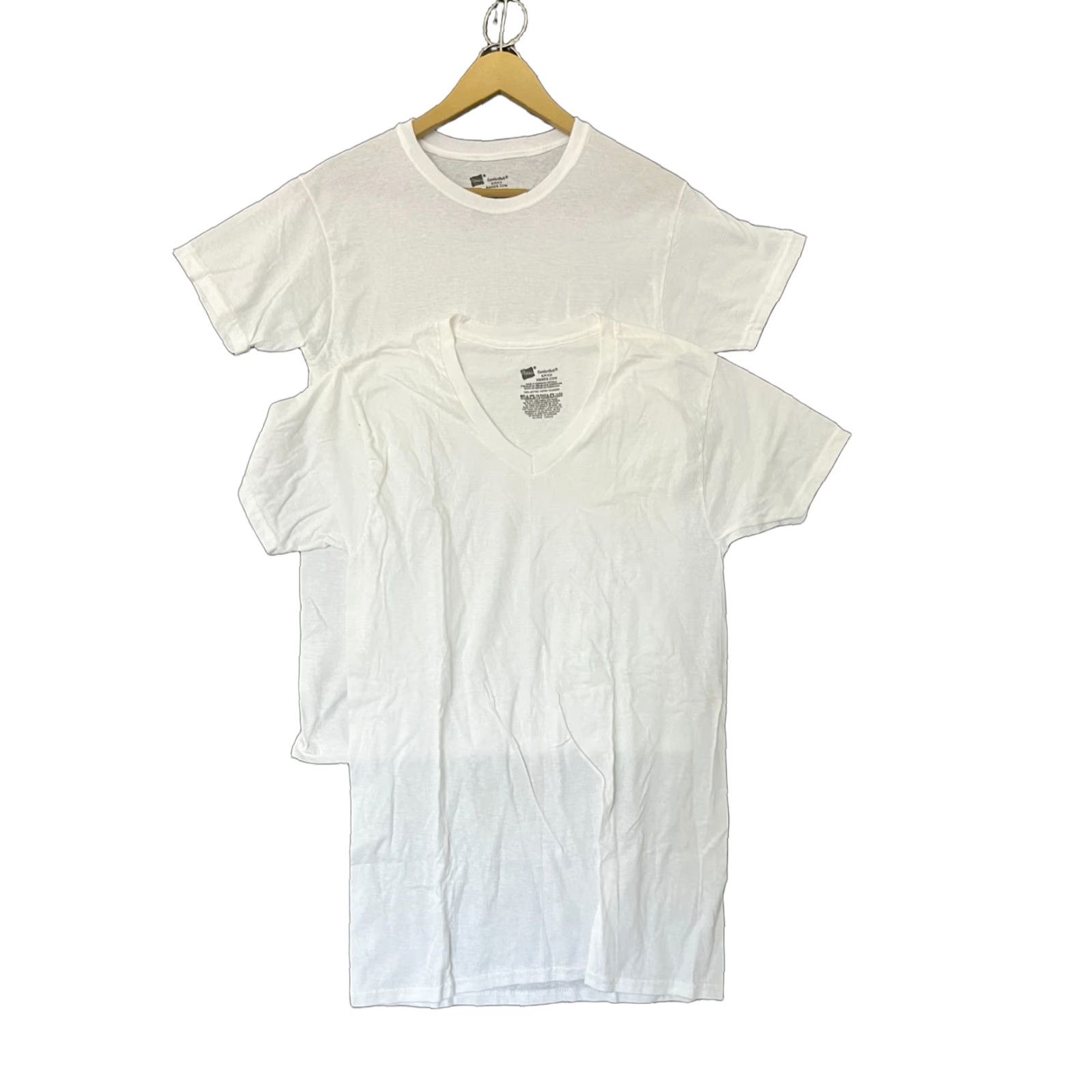 Hanes Hanes Mens 2-Pack White Crew + V-Neck Tee T-Shirt Comfortsoft Short Sleeve S Mens Shirt White 2-Pack Casual Classic Size US S / EU 44-46 / 1 - 1 Thumbnail