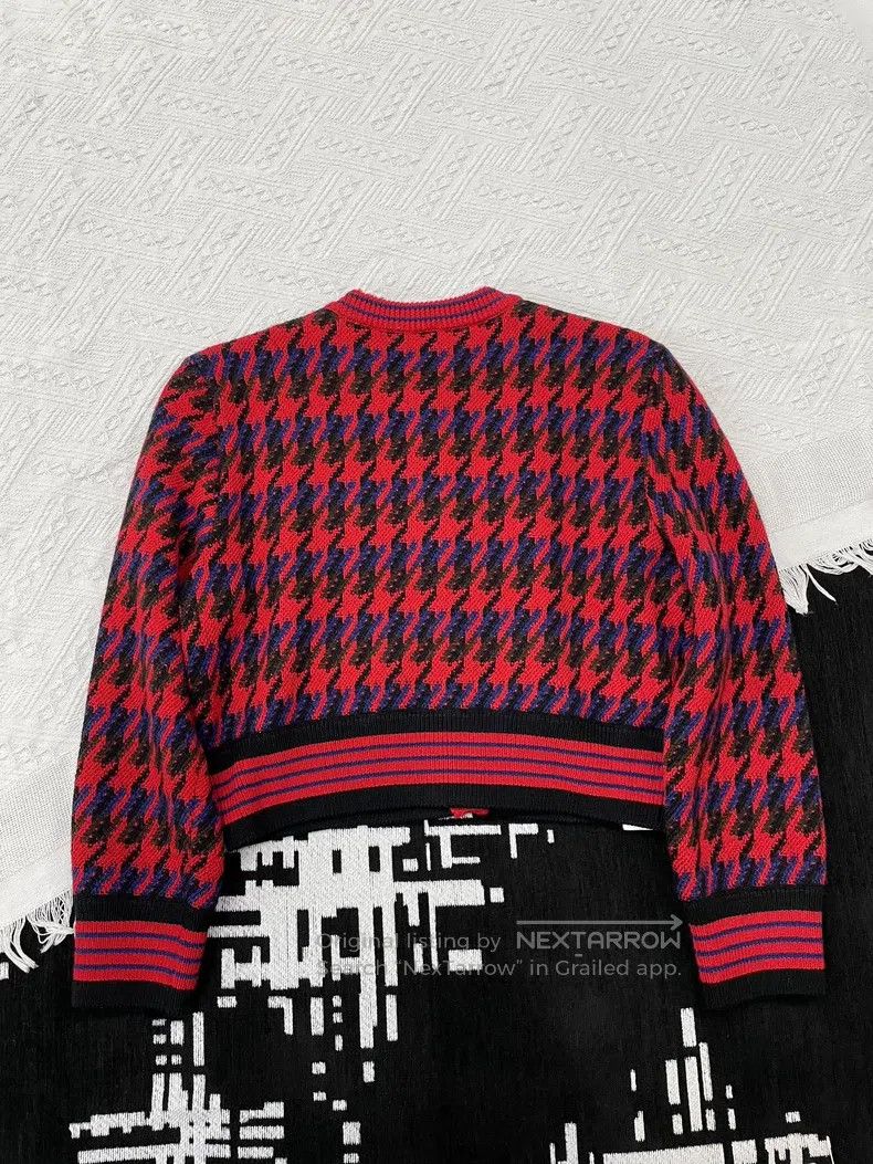 Gucci Gucci Red checkered knitted cardigan jacket Size S / US 4 / IT 40 - 3 Thumbnail
