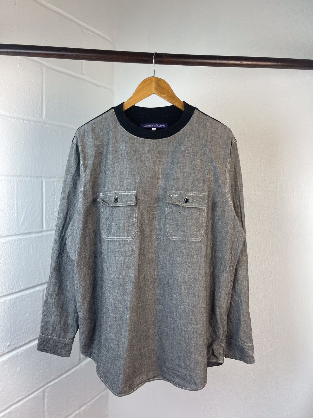 image of Needles x Nepenthes New York Nepenthes The Shirt Long Sleeve in Grey, Men's (Size XL)