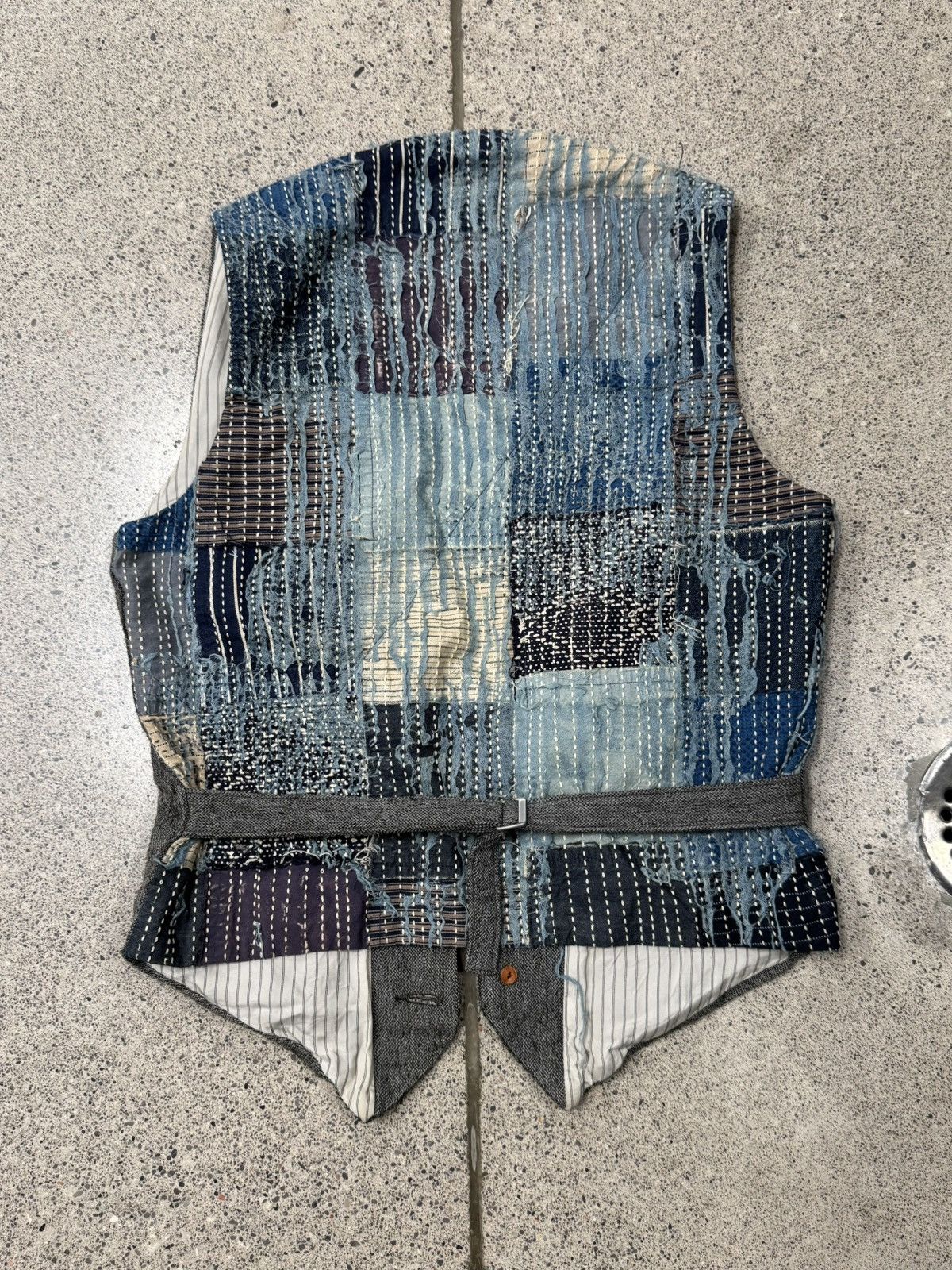 Kapital Kapital ‘Boro’ Denim Repaired Boiled Wool Vest Size US L / EU 52-54 / 3 - 1 Thumbnail