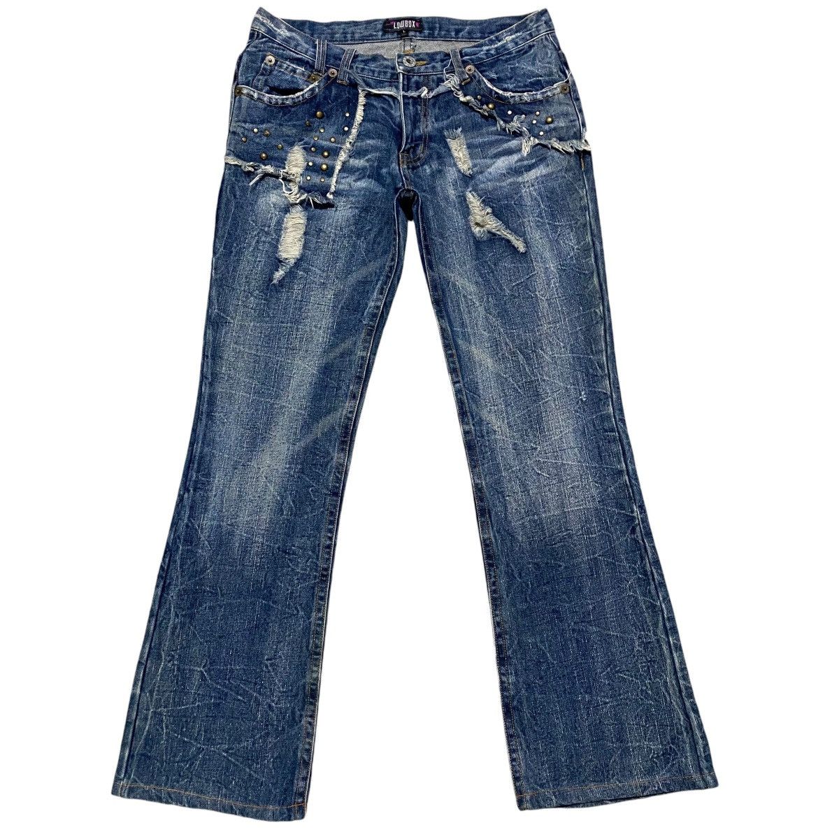 LOWBOX LOWBOX Denim Low Rise Flare Jeans Studded Size US 31 - 1 Thumbnail