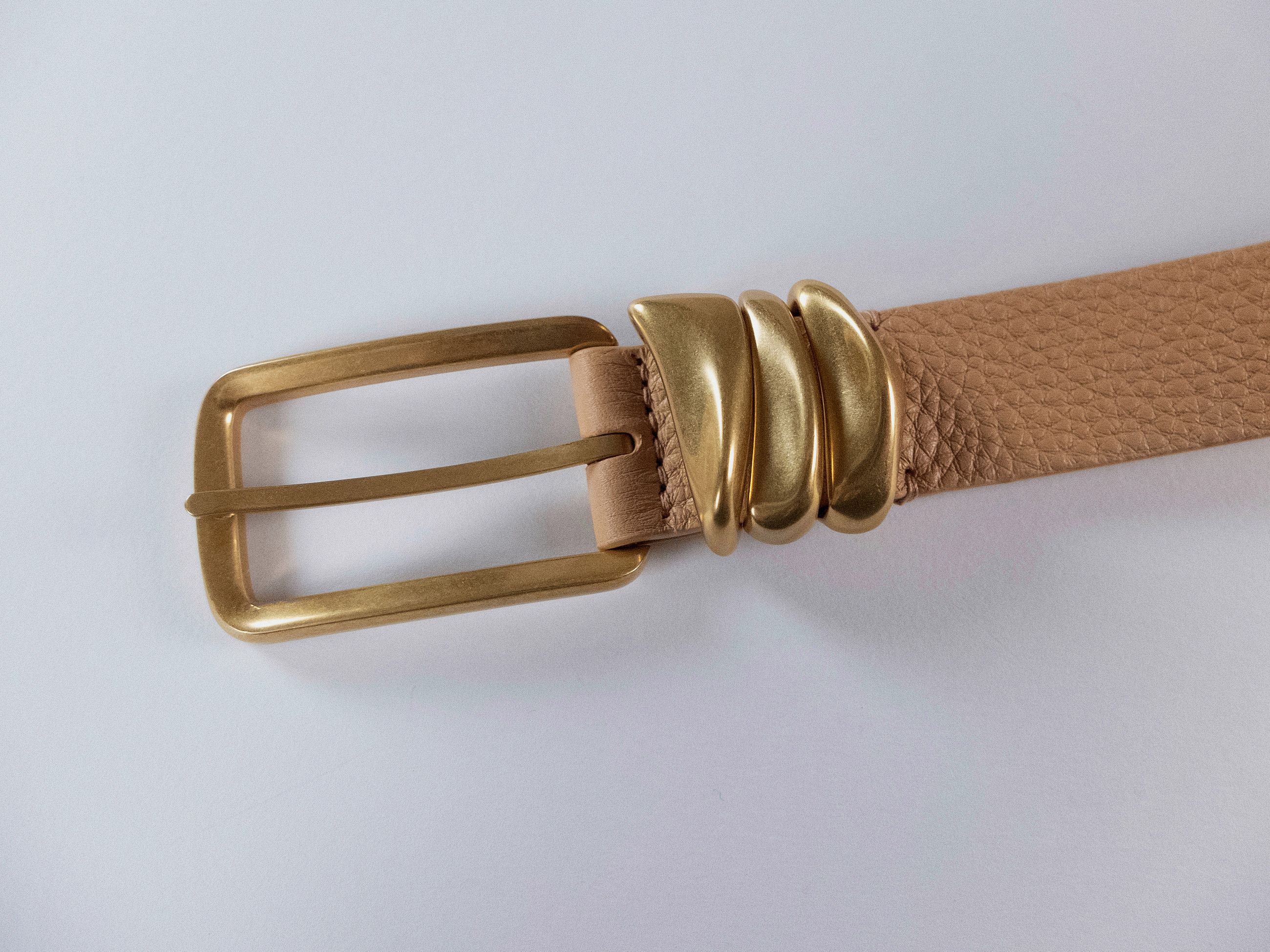Bottega Veneta BOTTEGA VENETA almond beige leather belt with gold buckle 75 Size ONE SIZE - 2 Thumbnail