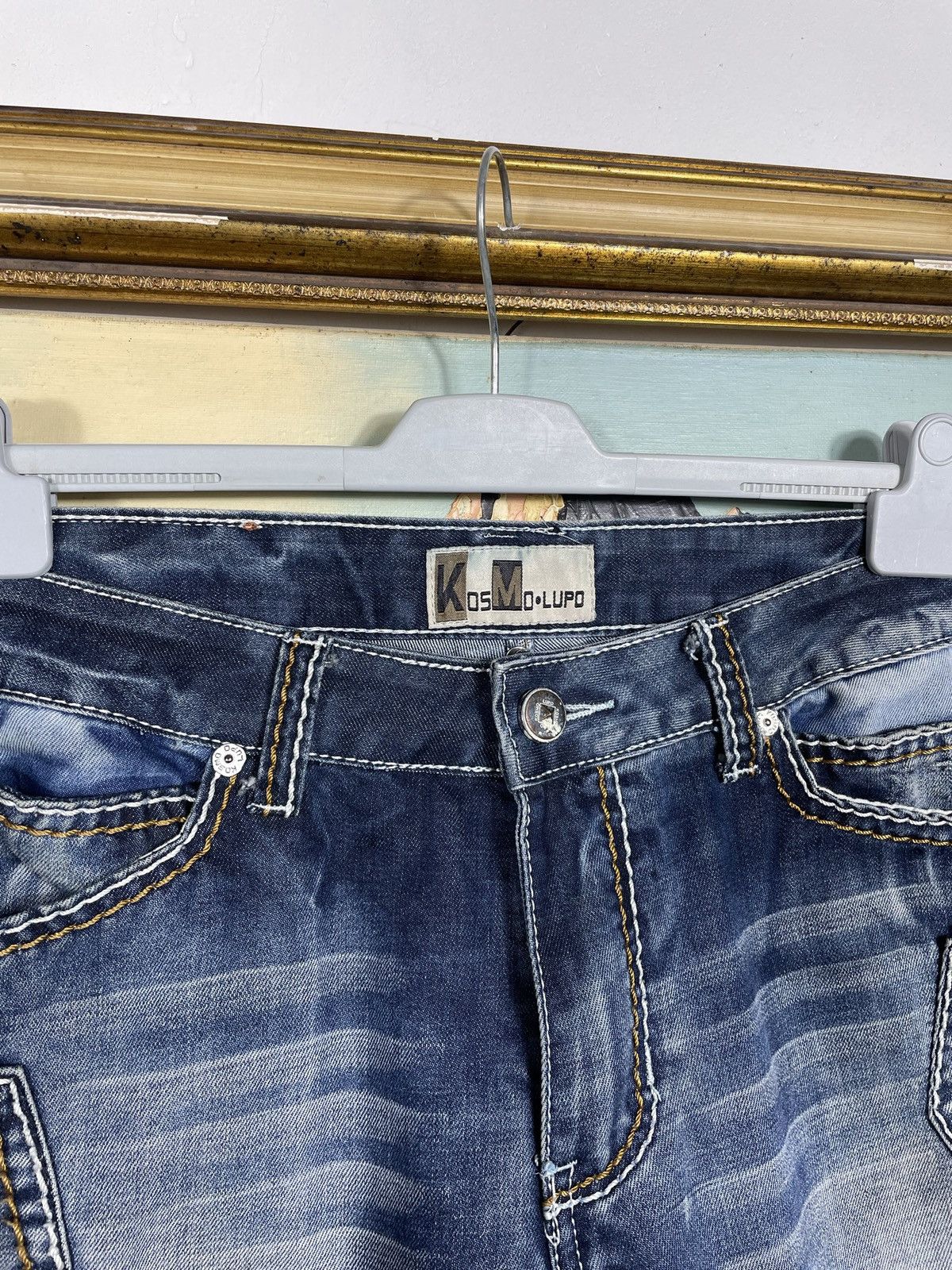 Japanese Brand Kosmo Lupo Navy Vintage Denim Jeans Avant Garde Trousers Size US 36 / EU 52 - 7 Thumbnail