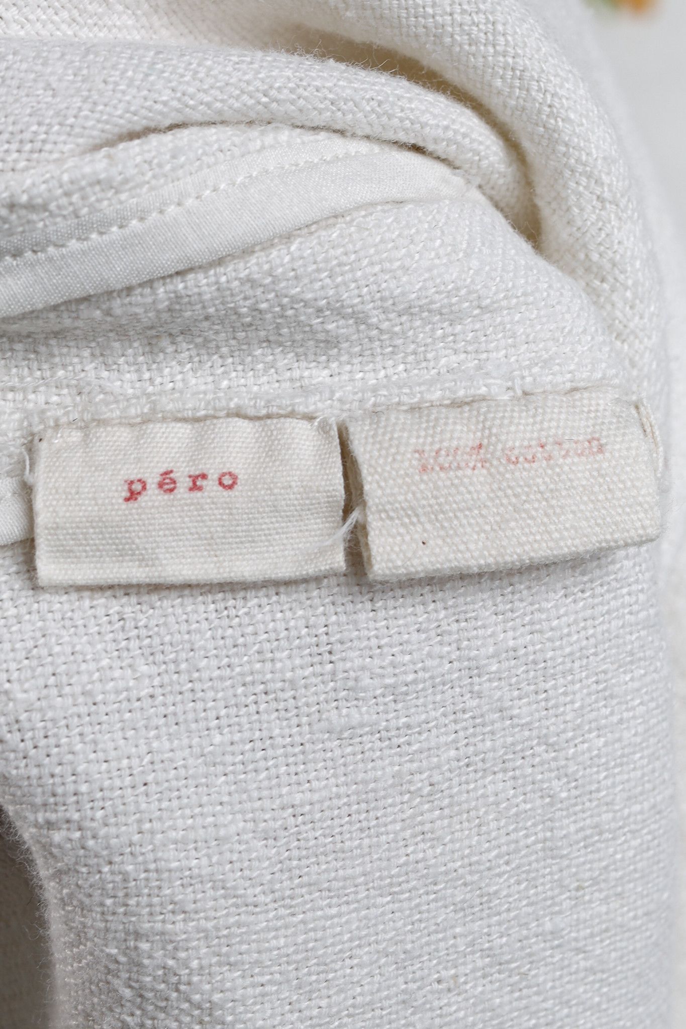 Peró Cream Cotton Canvas Floral-Embroidered Drop-Waist Dress