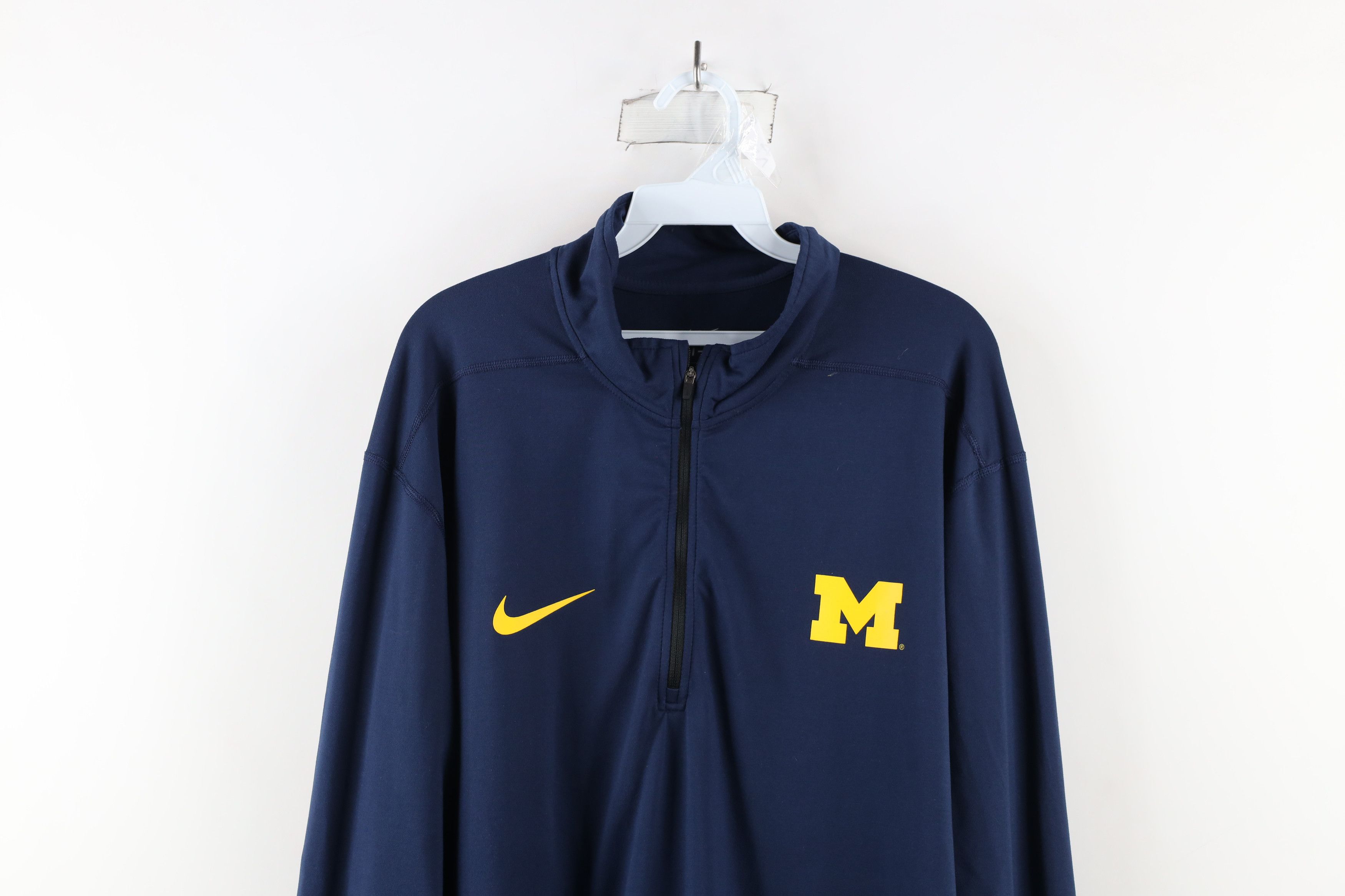 Nike × Vintage Nike Dri-Fit of Michigan Half Zip Pullover Top Blue Size US XXL / EU 58 / 5 - 2 Thumbnail