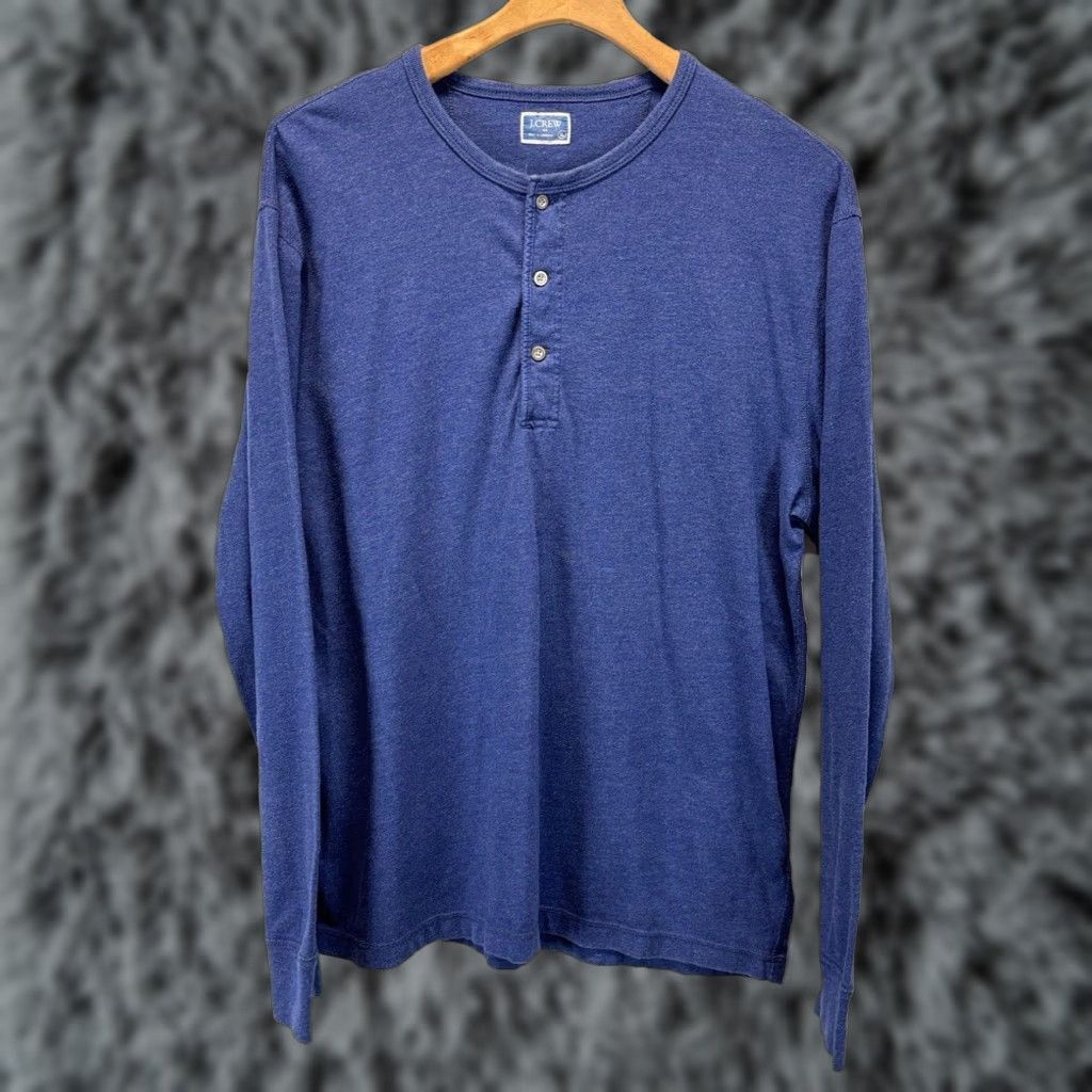 J.Crew J. Crew Long Sleeve Henley Shirt Blue Adult XL Cotton Blend Mens Size US XL / EU 56 / 4 - 1 Thumbnail