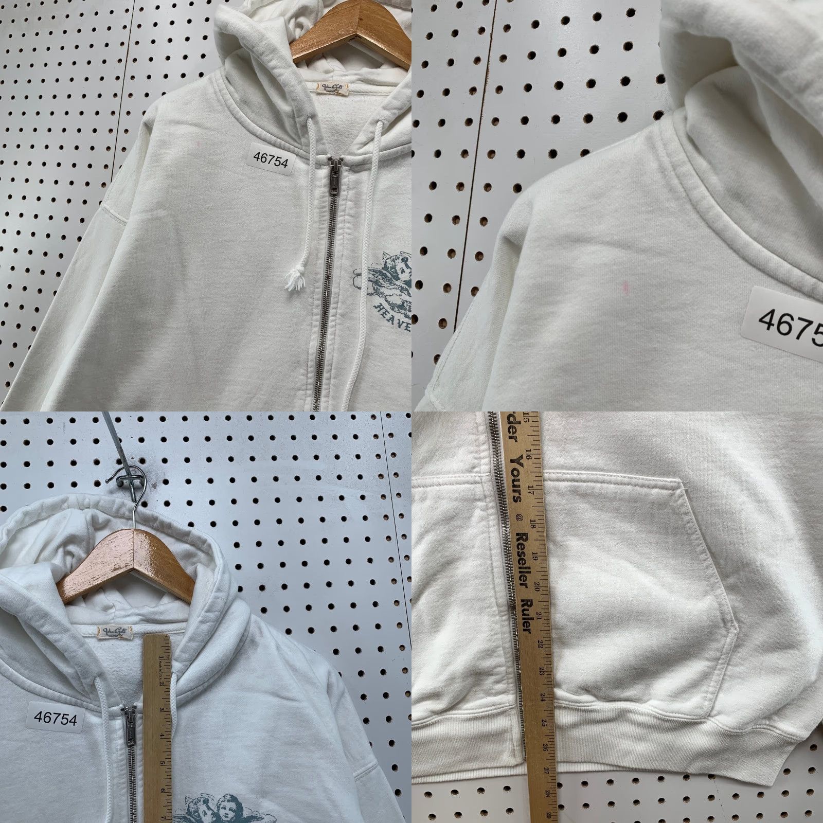 Vintage John Galt Cherub Hoodie Womens One Size White Heaven Zip Fleece Oversized Size ONE SIZE - 8 Thumbnail
