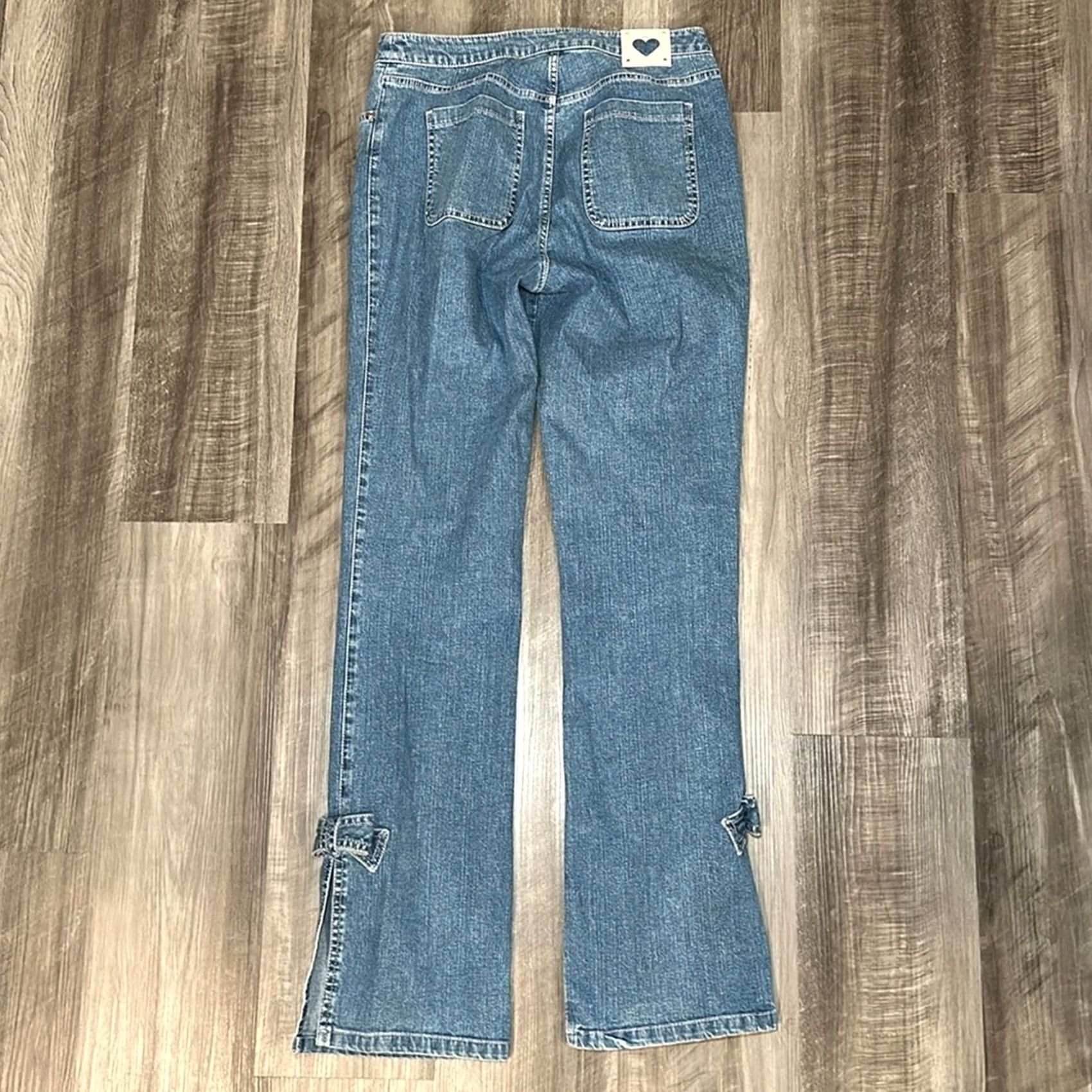 Escada ESCADA Denim Bow Split Hem Jeans 38 (US 8) Blue Women 8 Regular Flared Jeans Size 30" / US 8 / IT 44 - 2 Thumbnail