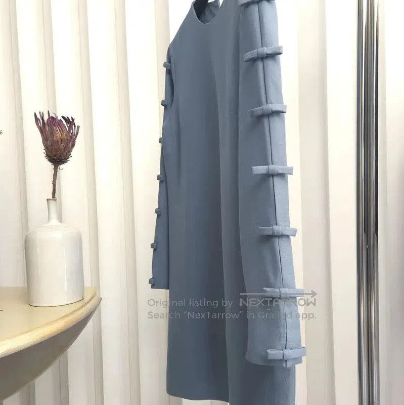 Valentino Valentino Blue-Grey Wool Long Sleeve Dress . Size M / US 6-8 / IT 42-44 - 3 Thumbnail