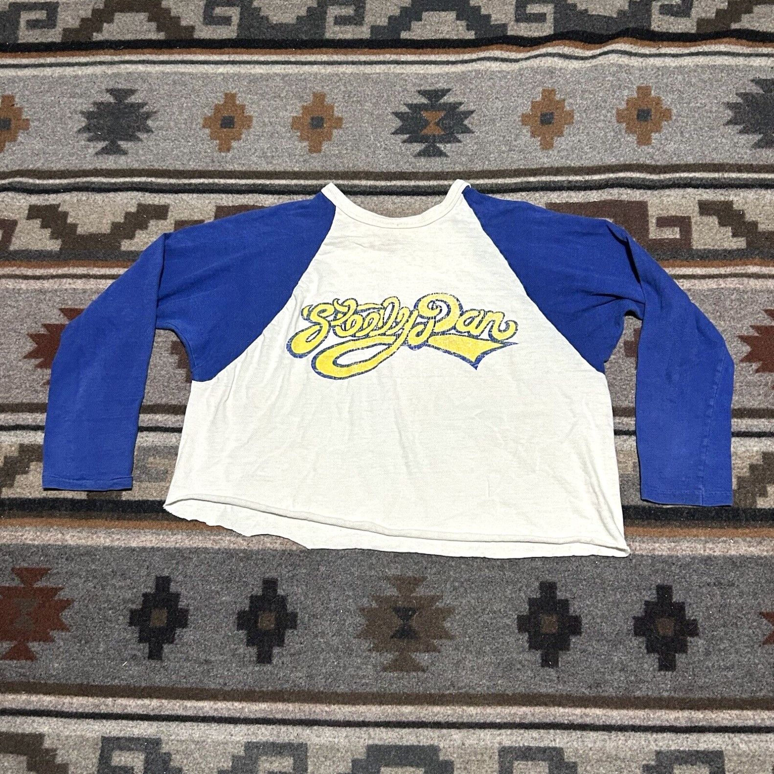 image of Vintage Steely Dan 70's Raglan T-Shirt Adult Size XL Band Merch Rock Cropped in White, Men's