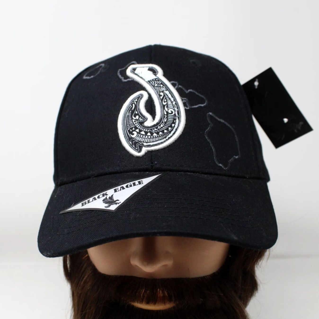 Vintage Black Eagle by Ace Caps Hat NWT Adjustable 100% Cotton Black Canvas Baseball Snapback Hat Mens One Size Black Eagle Cap Size ONE SIZE - 2 Thumbnail