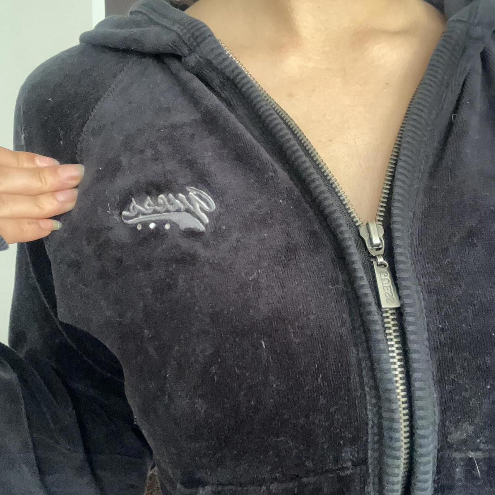 Guess Black velour zip-up jacket with a touch of glamour #y2k Size S / US 4 / IT 40 - 4 Thumbnail