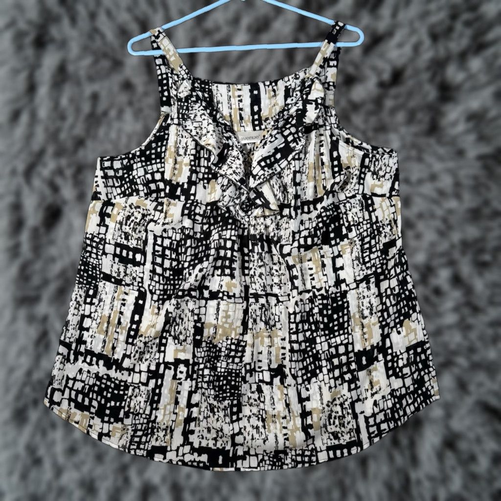 Avenue Avenue Top Blouse 18/20 Plus Sleeveless Casual Office Geometric Abstract Multicolor Art To Wear Womens Size XXL / US 16-18 / IT 52-54 - 1 Thumbnail