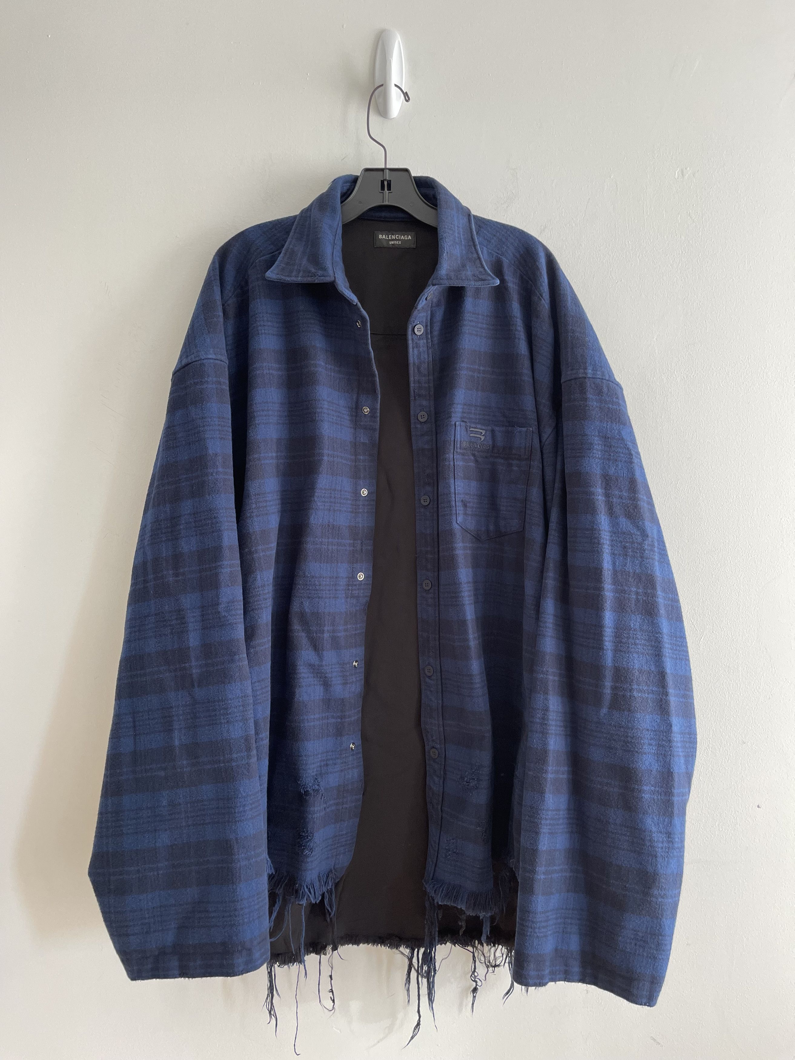 Balenciaga Destroyed Flannel Check Shirt Jacket - Size 3 Size US L / EU 52-54 / 3 - 9 Thumbnail