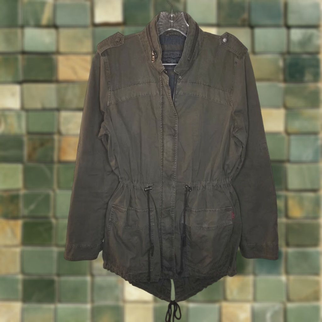 Vintage Levi Strauss Women's Green Cotton Utility Pea Coat Jacket Full Zip Size S Size S / US 4 / IT 40 - 1 Thumbnail