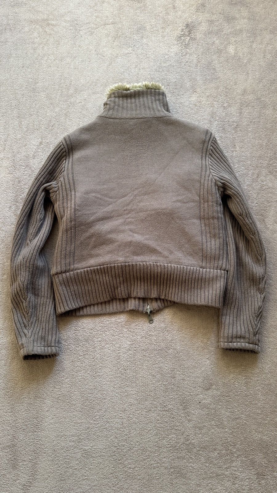 Japanese Brand Vintage Y2K Cable Knitted Faux Fur Zip Sweater lgb goa punk Size US S / EU 44-46 / 1 - 9 Thumbnail