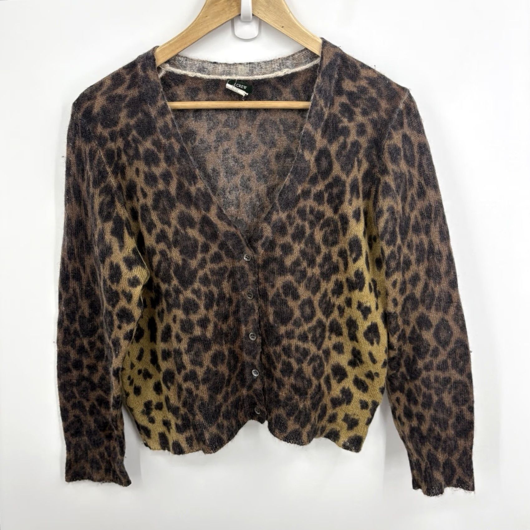 J.Crew J.CREW Brown Leopard Cardigan Sweater XLarge Indie Sleaze Alt Grunge 2010s Y2K Mohair Size XL / US 12-14 / IT 48-50 - 2 Thumbnail