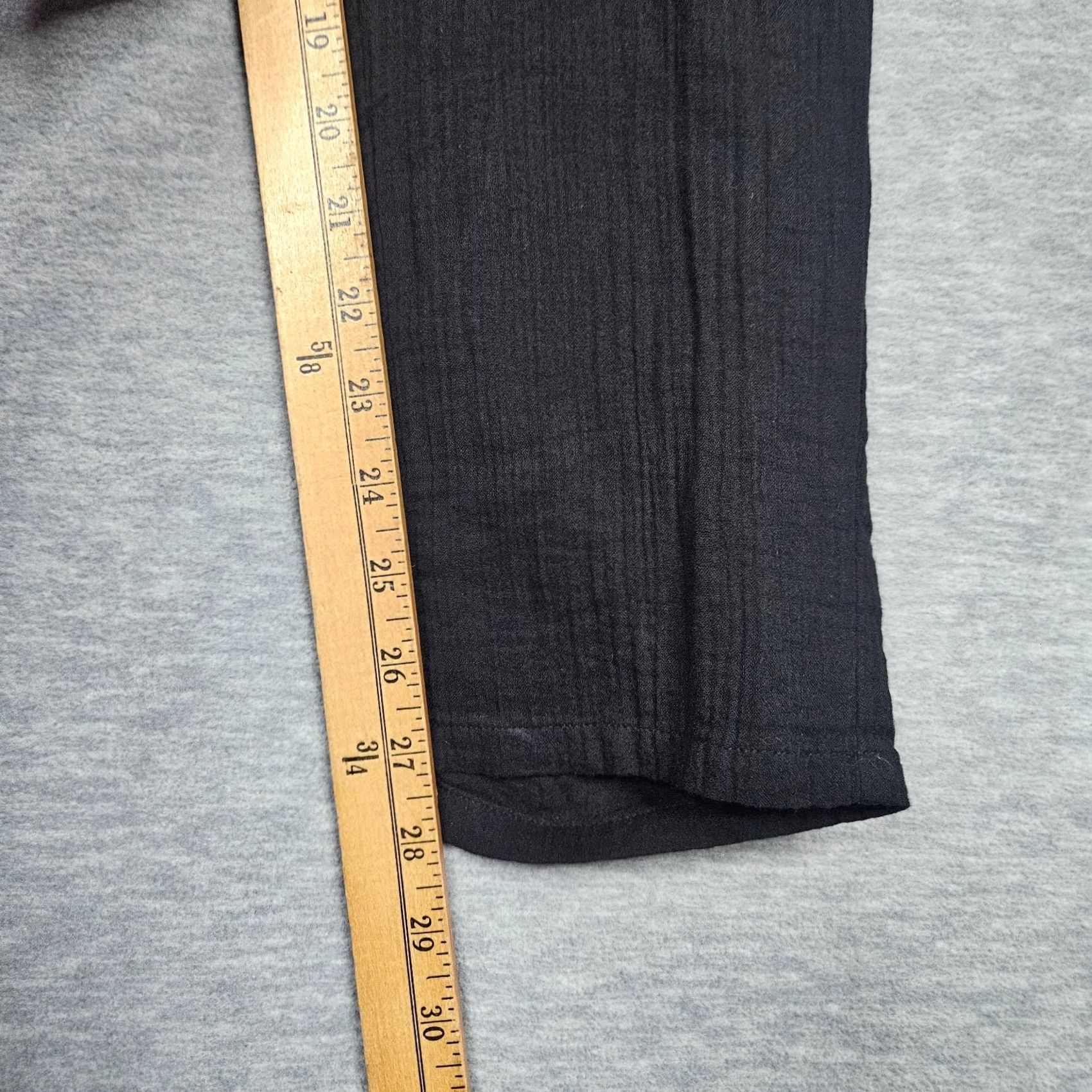 Eileen Fisher Eileen Fisher Women's Pants Casual Black XS Regular Front Flat Pull On Buttoned Crinkle Organic Cotton Viscose Easy Care Machine Washable Solid Retro? Size 26" / US 2 / IT 38 - 7 Thumbnail