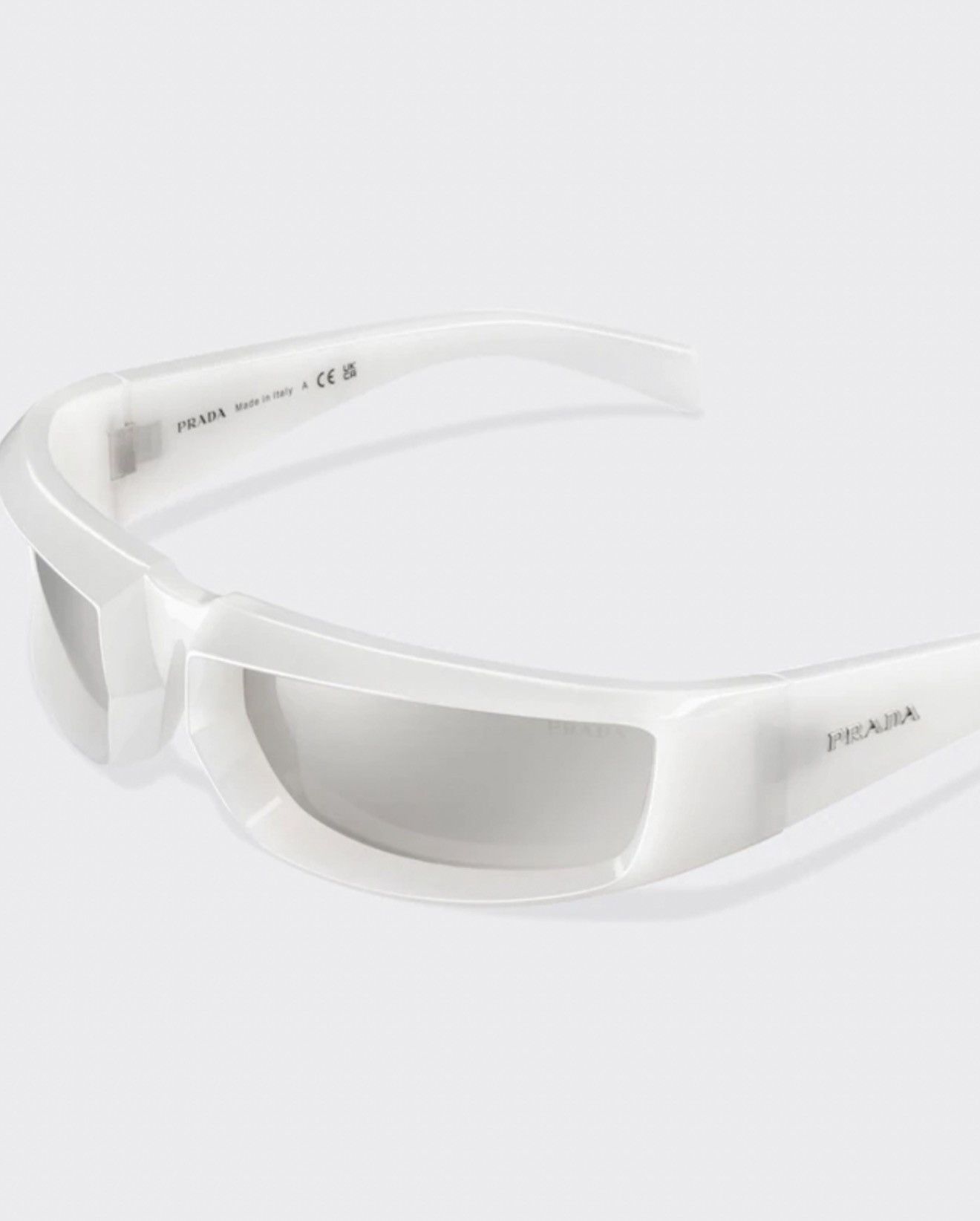 Prada PRADA Raf Simons Chrome Lenses Wrap Logo Sunglasses SPR29Y Size ONE SIZE - 1 Thumbnail
